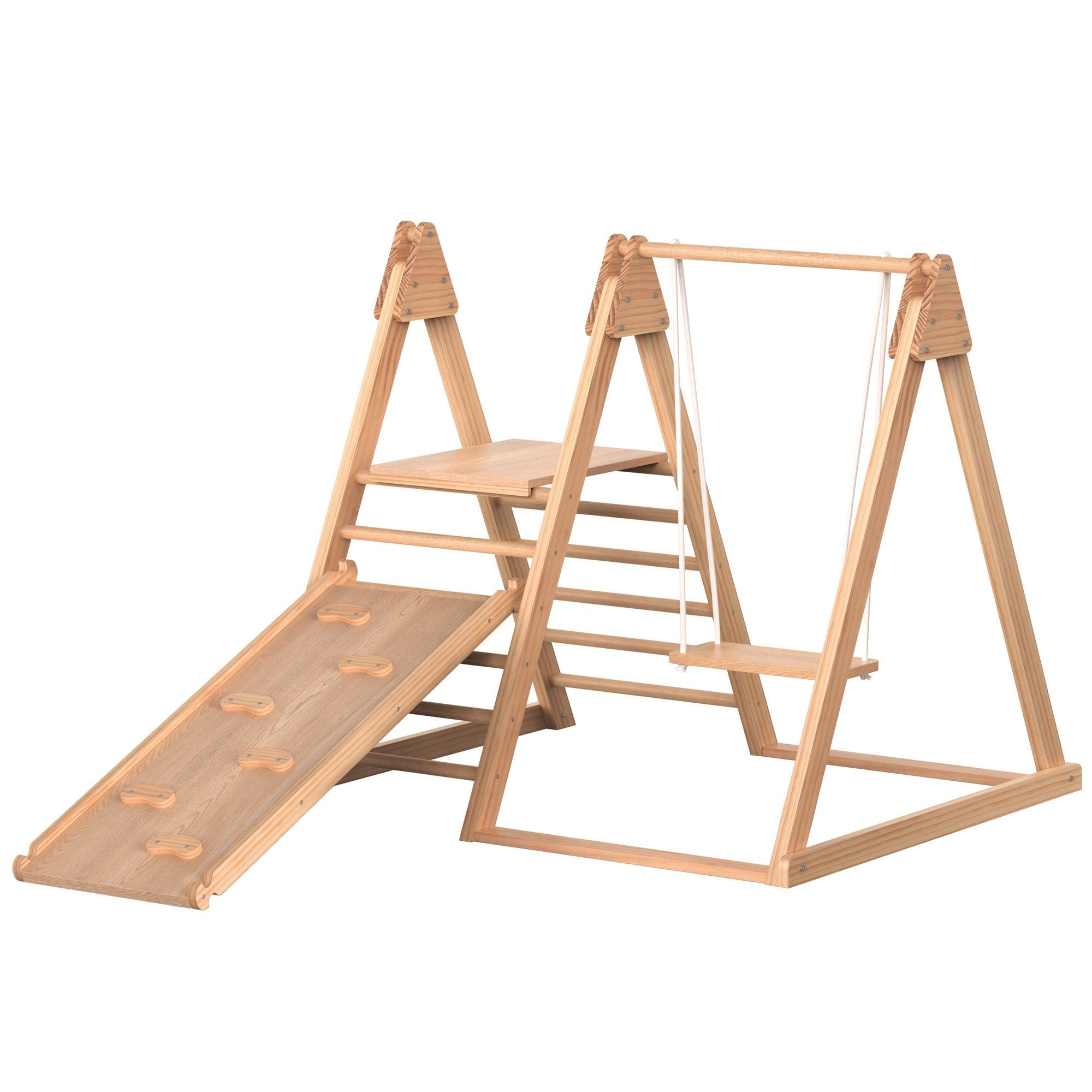 Indoor-Rutsche Rutsche und Schaukel für Kinder Holzspielzeug Klettergerüst bis 30kg
