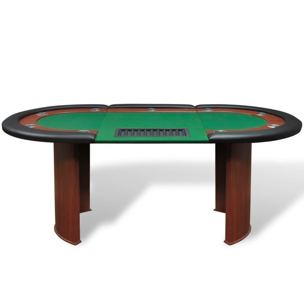 vidaXL Pokertisch Grün, Spieler (1-tlg) für 10 Spieltisch mit und Dealerbereich Chipablage
