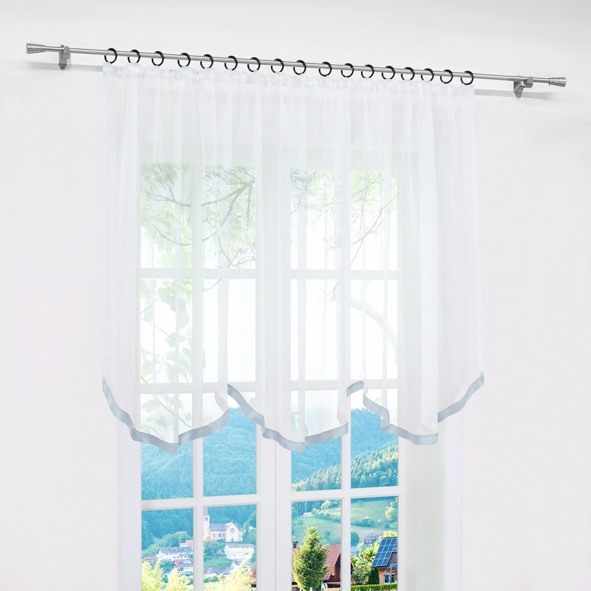 Joyswahl Scheibengardine Bogenstore (1 St), Kräuselband, transparent, Voile günstig online kaufen