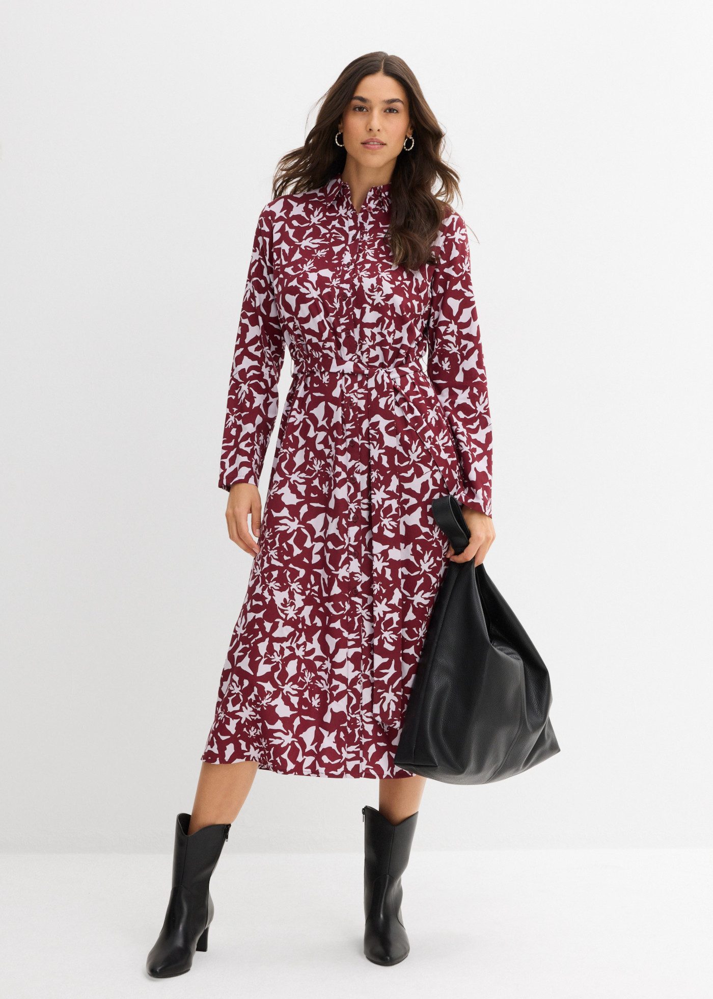 bonprix Hemdblusenkleid mit Hemdblusenkragen, aus Viskose, taillierte Passform, im Casual-Stil – Bild 5 von 5