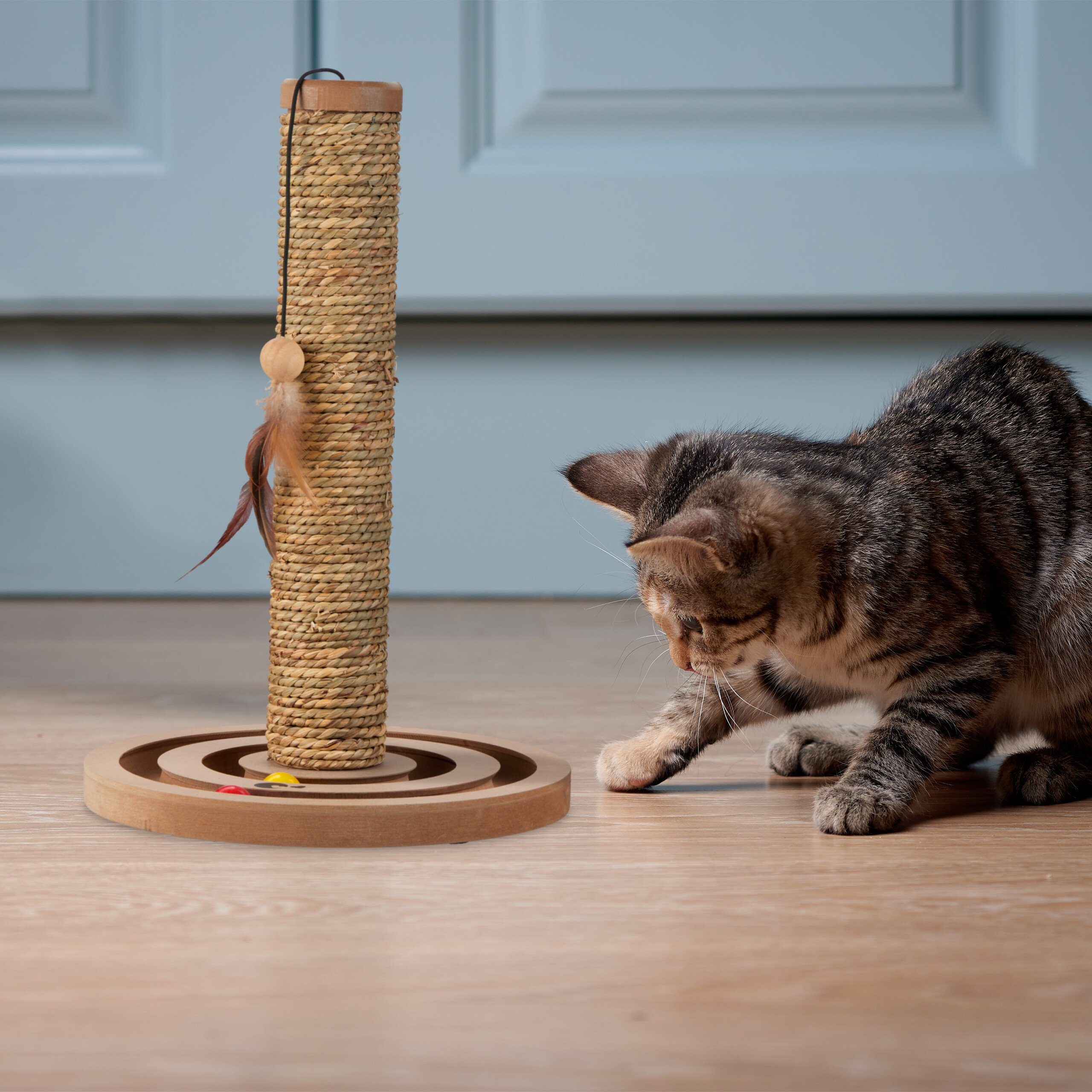 relaxdays Kratzbaum Kratzsäule mit Spielzeug günstig online kaufen