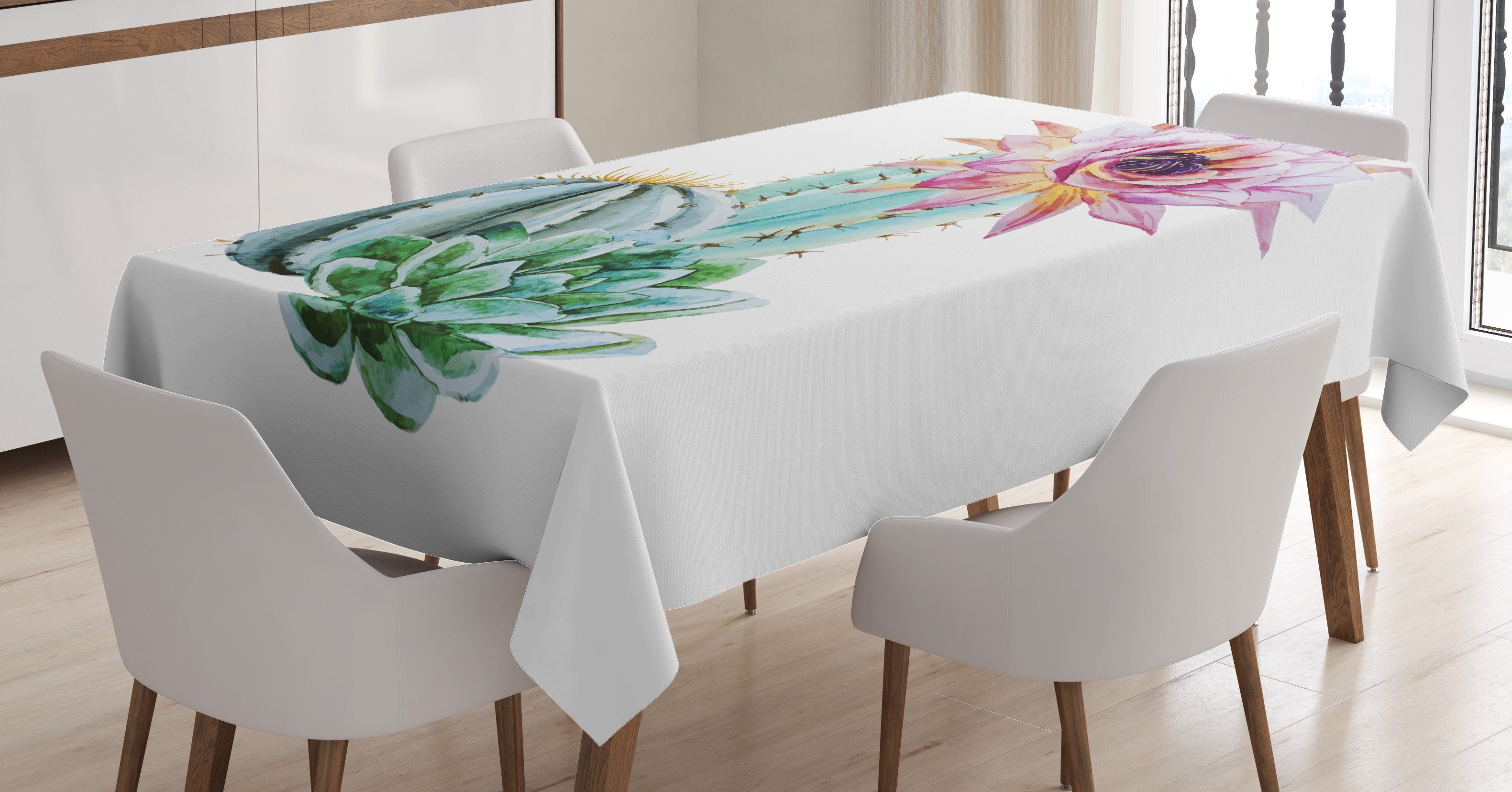Abakuhaus Tischdecke Farbfest Waschbar Für den Außen Bereich geeignet Klare Farben, Kaktus Kaktus-Blume und Spike