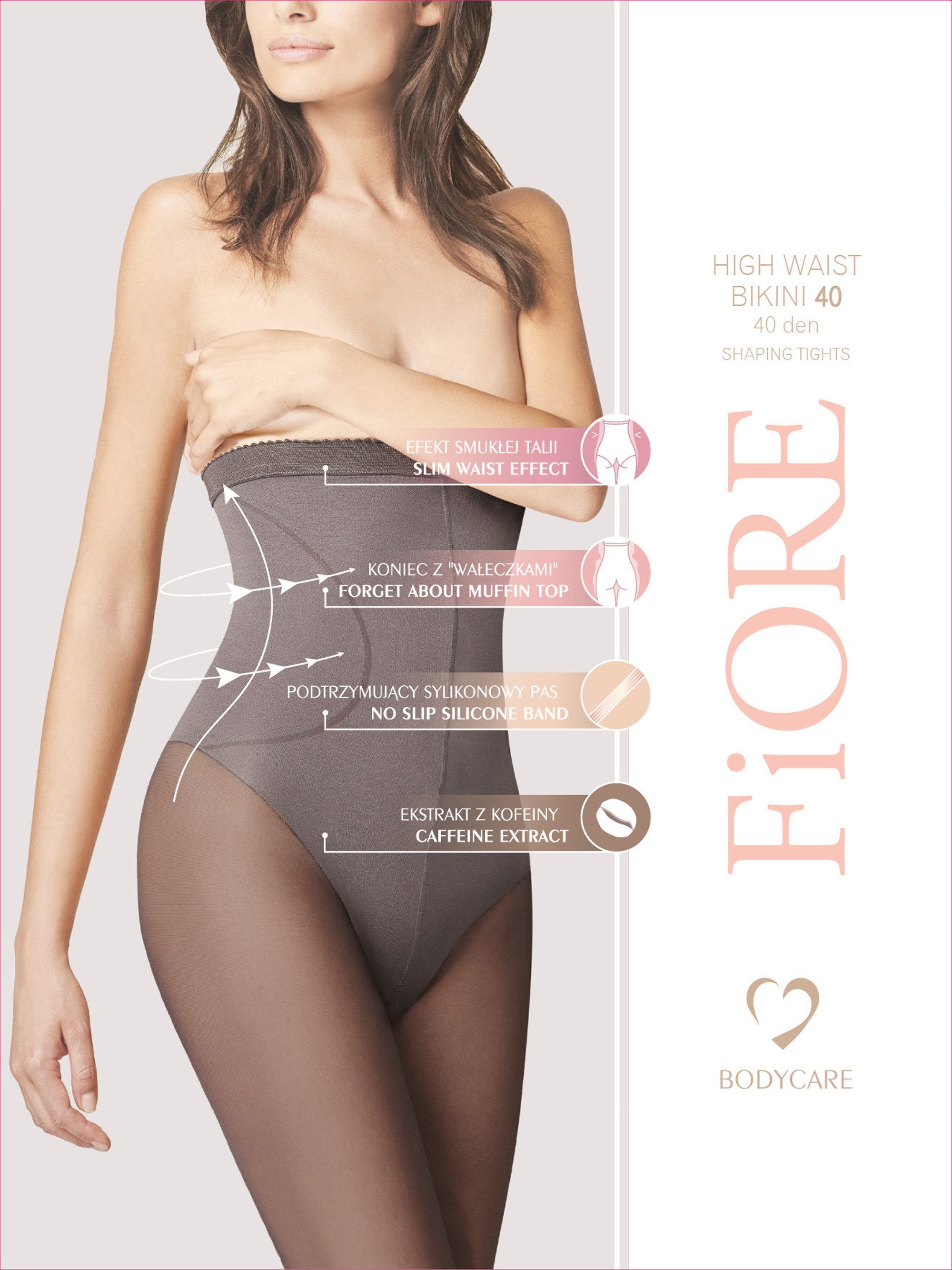 Fiore Highwaist Strumpfhose Bodycare (Packung 1 St. 1 Paar) Bodyshaper Strumpfhose 40DEN mit extrahohem Bund High Waist
