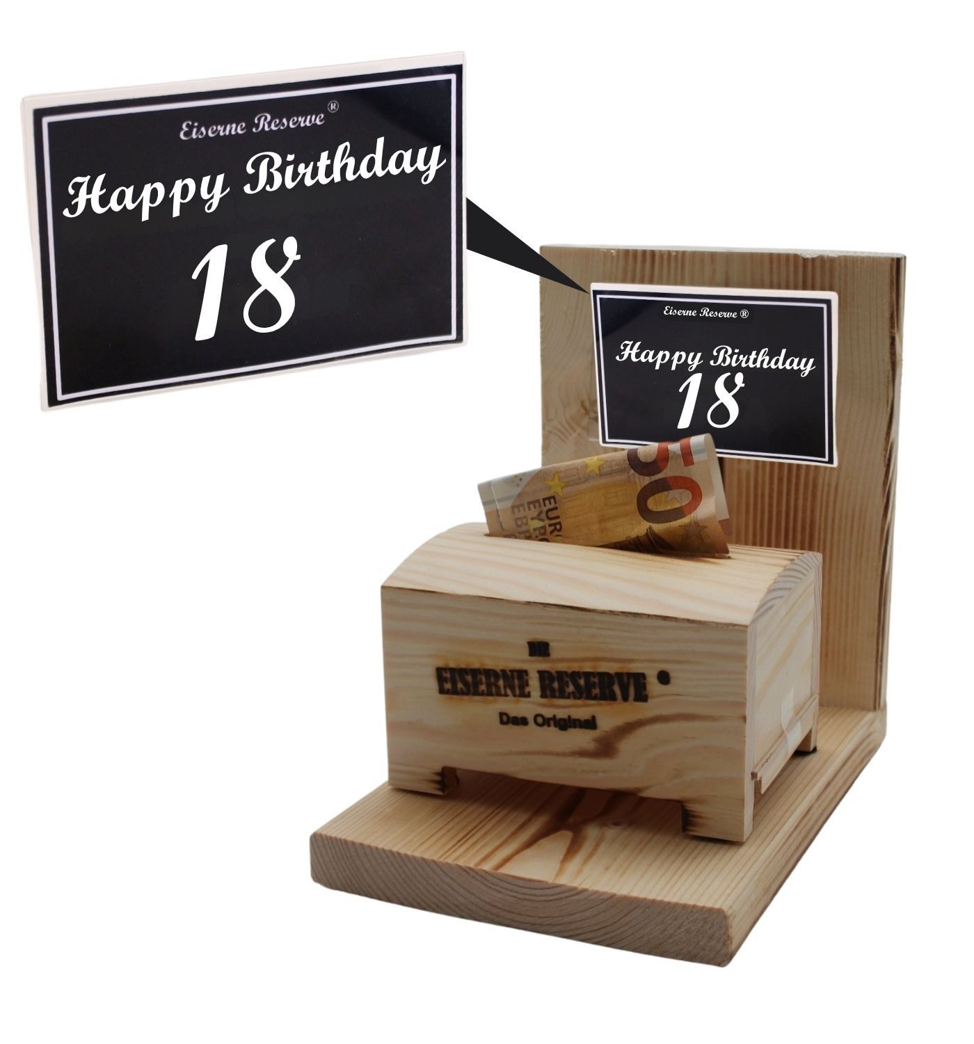Eiserne Reserve® Geschenkbox Happy Birthday 18 - Eiserne Reserve Geldbox - Geburtstag Geldgeschenk