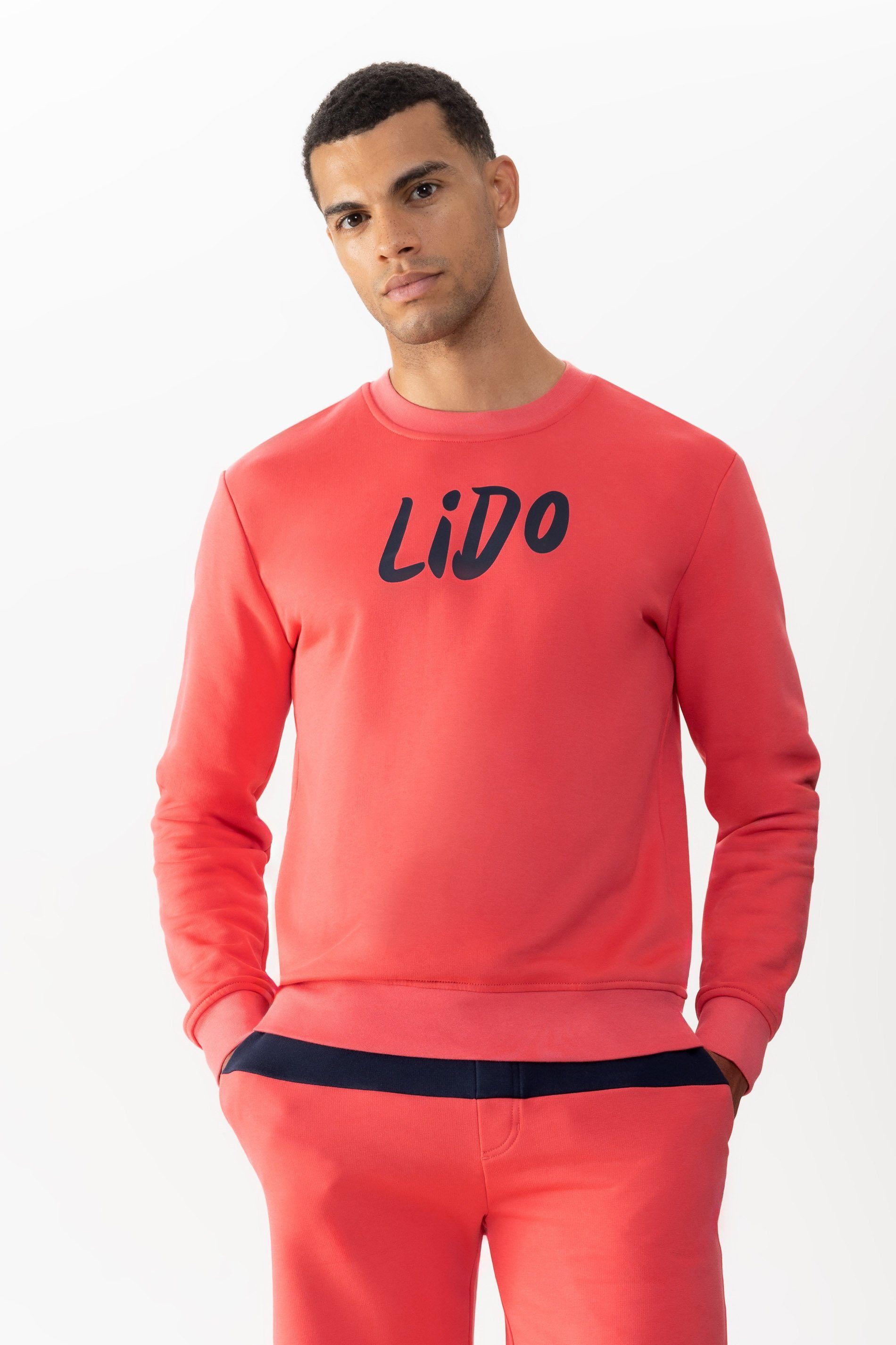 Mey Sweatshirt Herren Serie Lido Uni mit Frontprint (1-tlg)