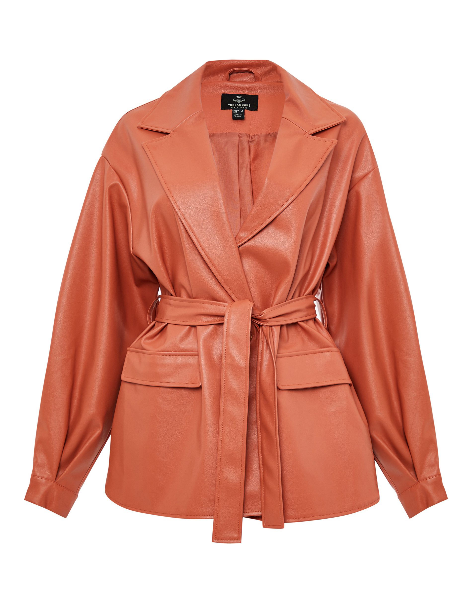 Threadbare Lederimitatjacke Coralie (1-St) mit stilvollem Taillengürtel