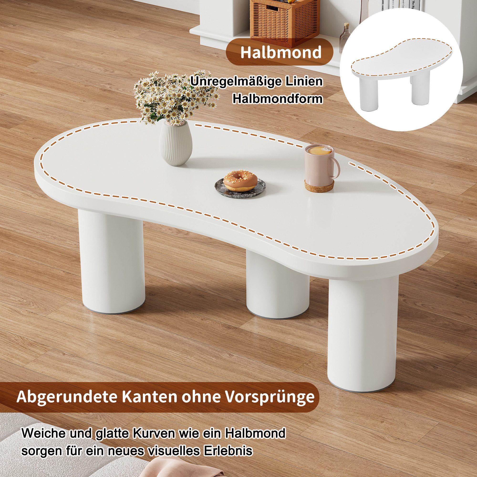 Merax Couchtisch Halbmond, Beistelltisch Scandi, Wohnzimmertisch, günstig online kaufen