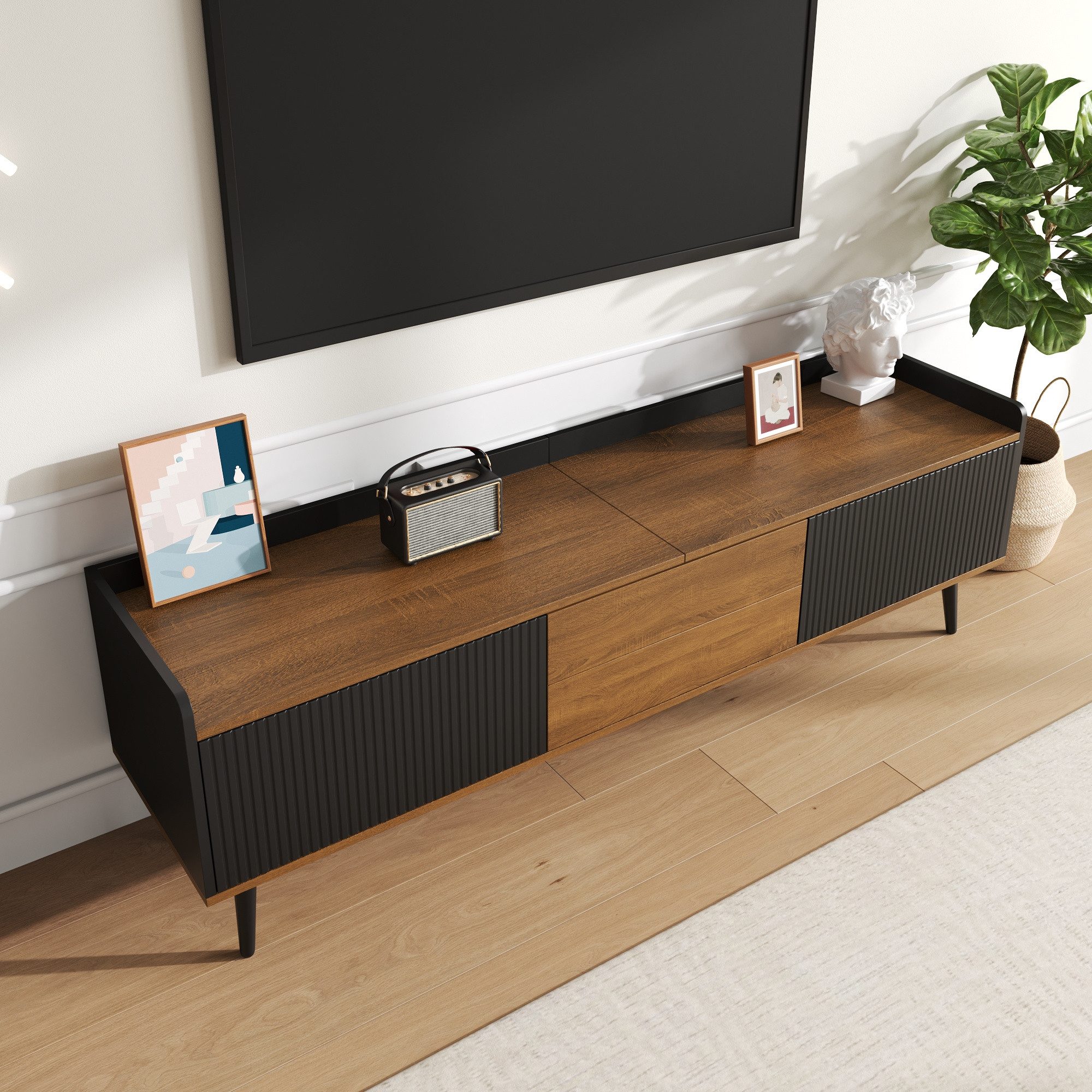 STILVORA Lowboard mit 3 Türen,TV-Schrank Fernsehschrank günstig online kaufen