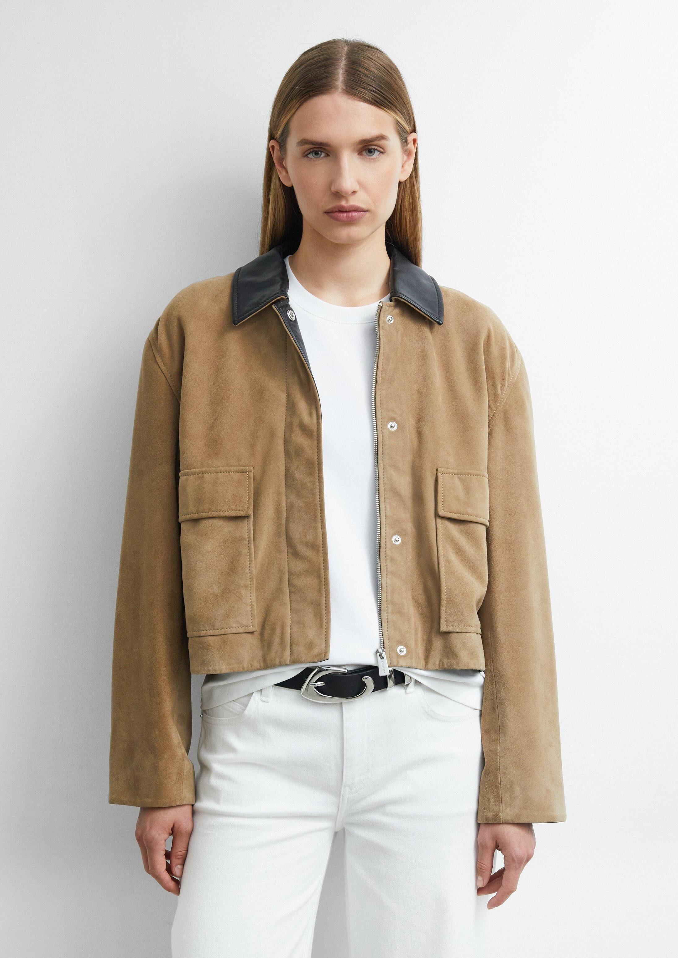 comma Funktionsjacke Outdoor-Jacke Barn Jacket aus Veloursleder