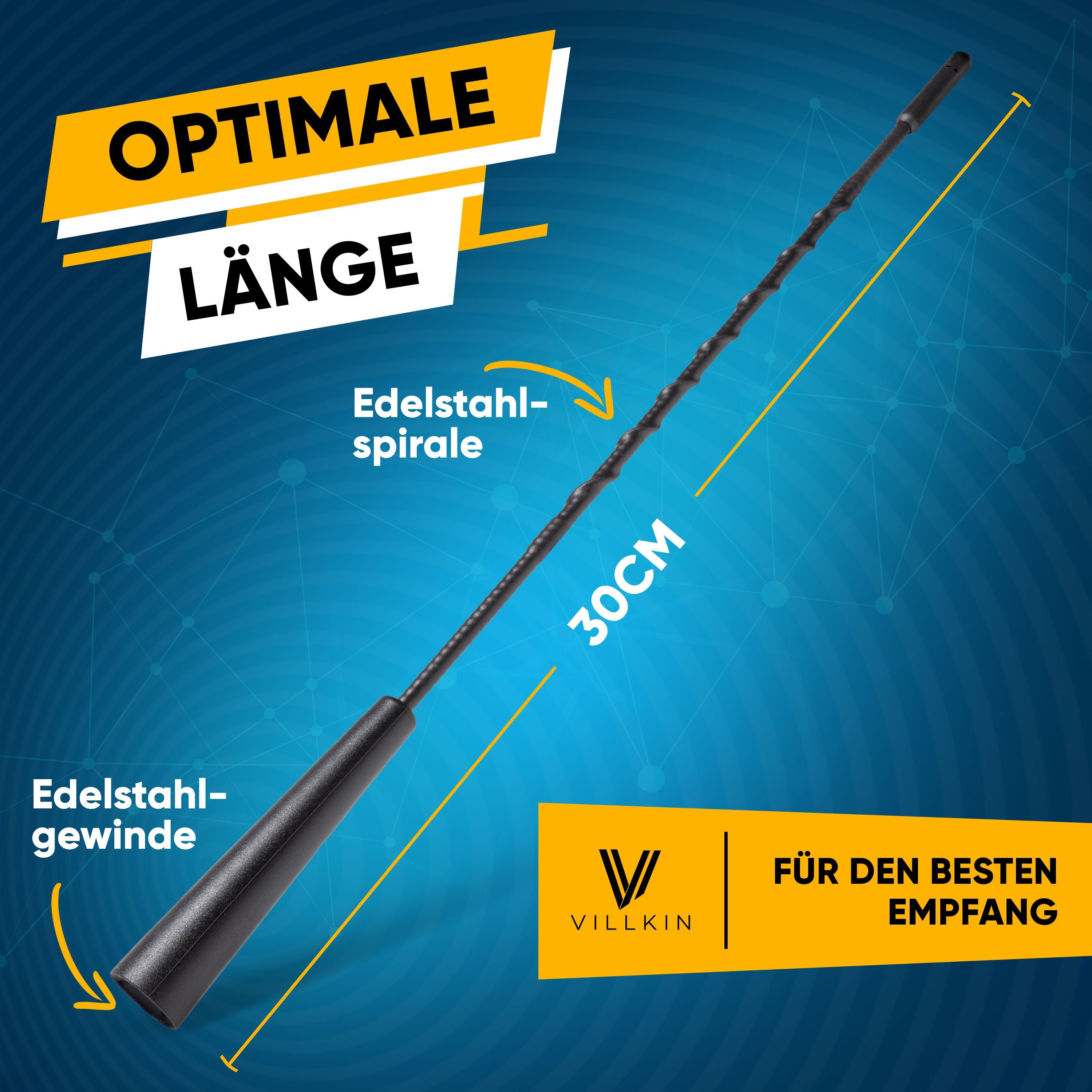 Villkin 30cm Universal Autoantenne, Radioantenne, Antennenadapter, Dachantenne (für Autodachantenne), M4, M5, M6 Gewinde vorhanden