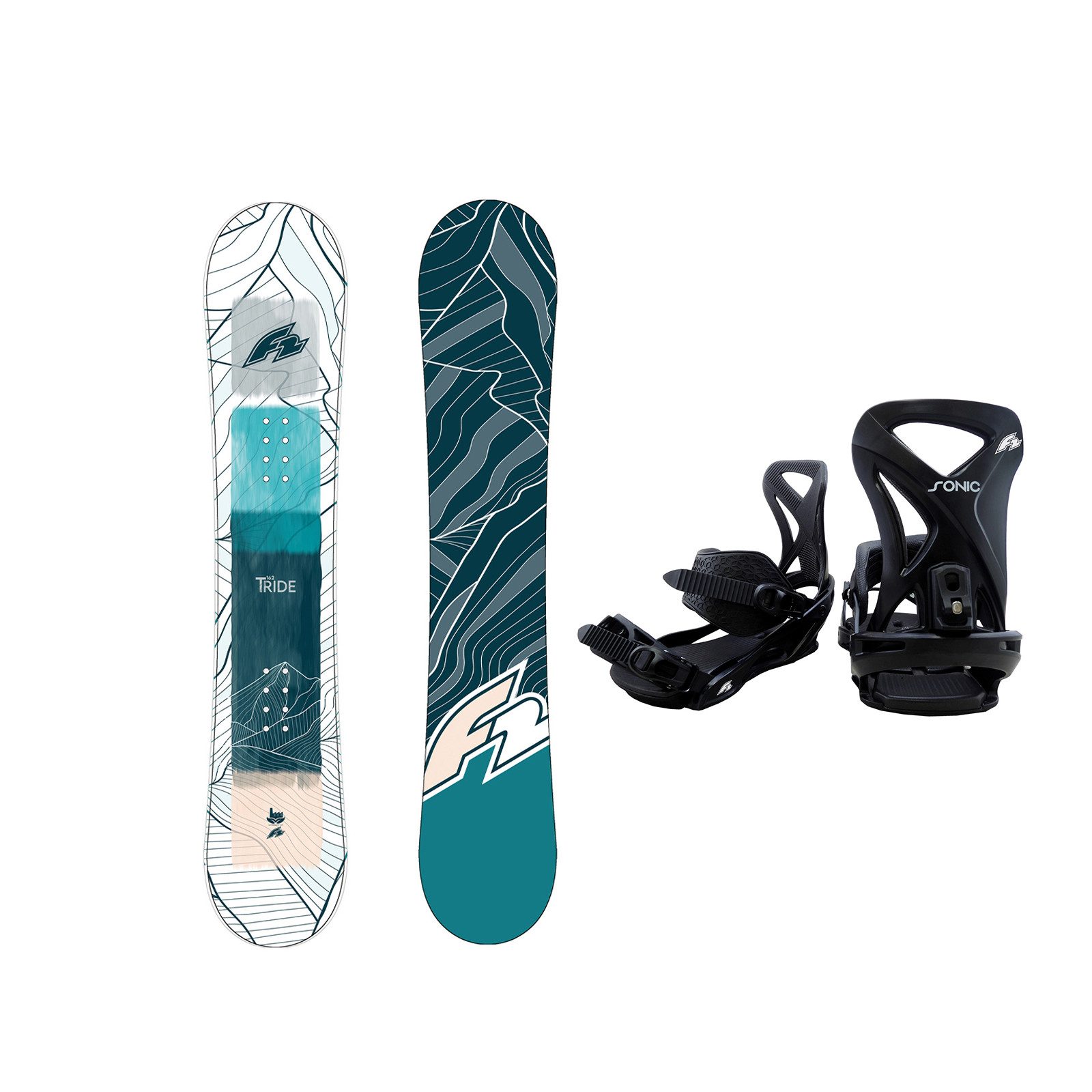 F2 Snowboard F2 Set Snowboard T-Ride Wood Weiss 157cm + Sonic Pro Bindung L