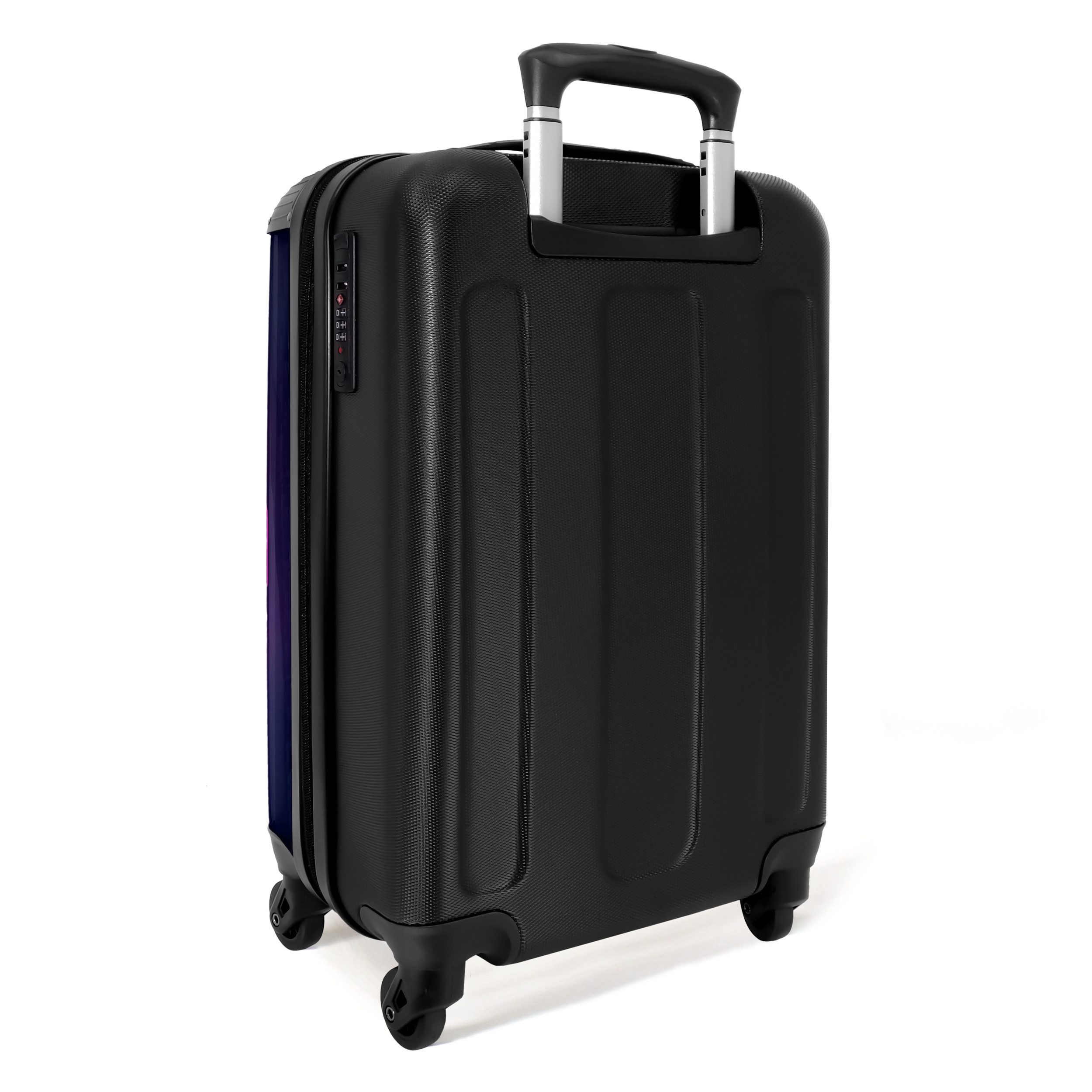 NoBoringSuitcases.com© Kinderkoffer Fußball in blauer Neonfarbe 55x35x20cm, 4 Rollen, Kinder Koffer Klein, Trolley Handgepäck, Reisekoffer