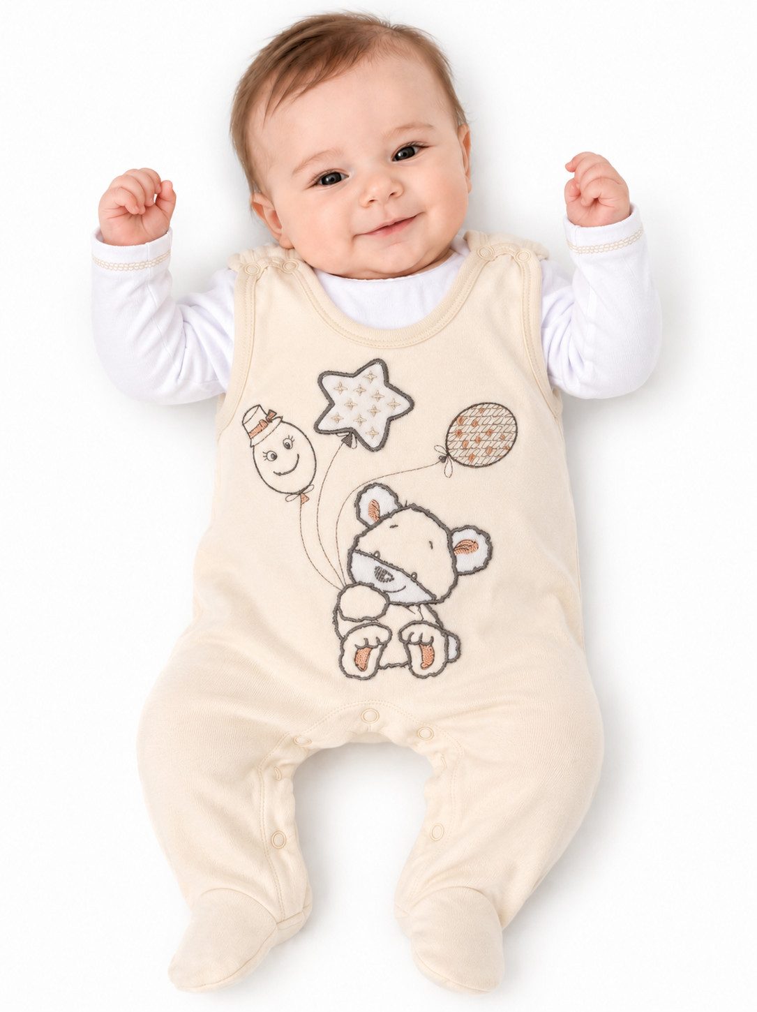 La Bortini Strampler Baby Strampler aus Velours in Creme Erstlingsset mit Shirt weich, warm, creme, 44 50 56 62 68, neutral