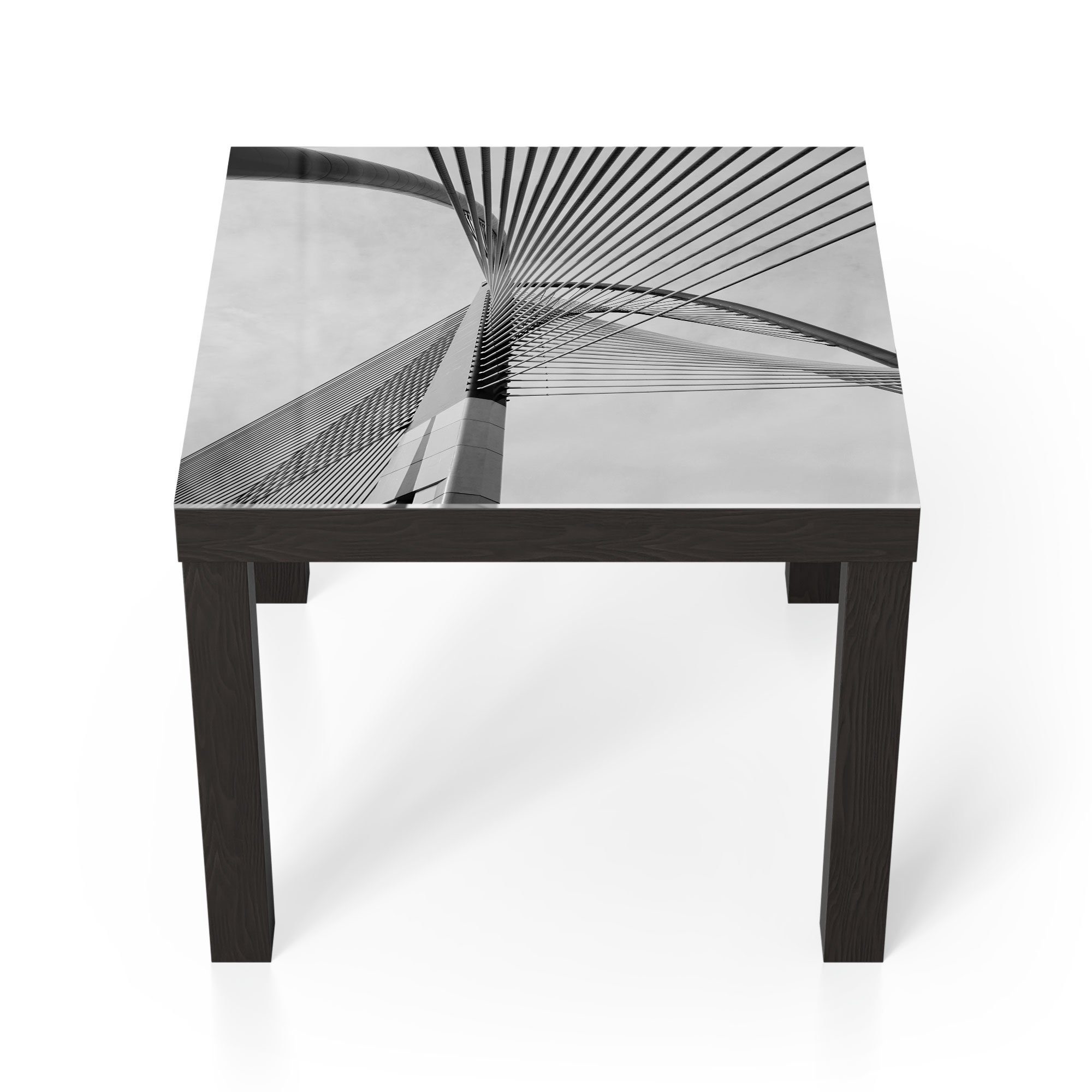 Couchtisch Glas Schwarz Glastisch Beistelltisch im 'Brückenseile modern Detail', DEQORI