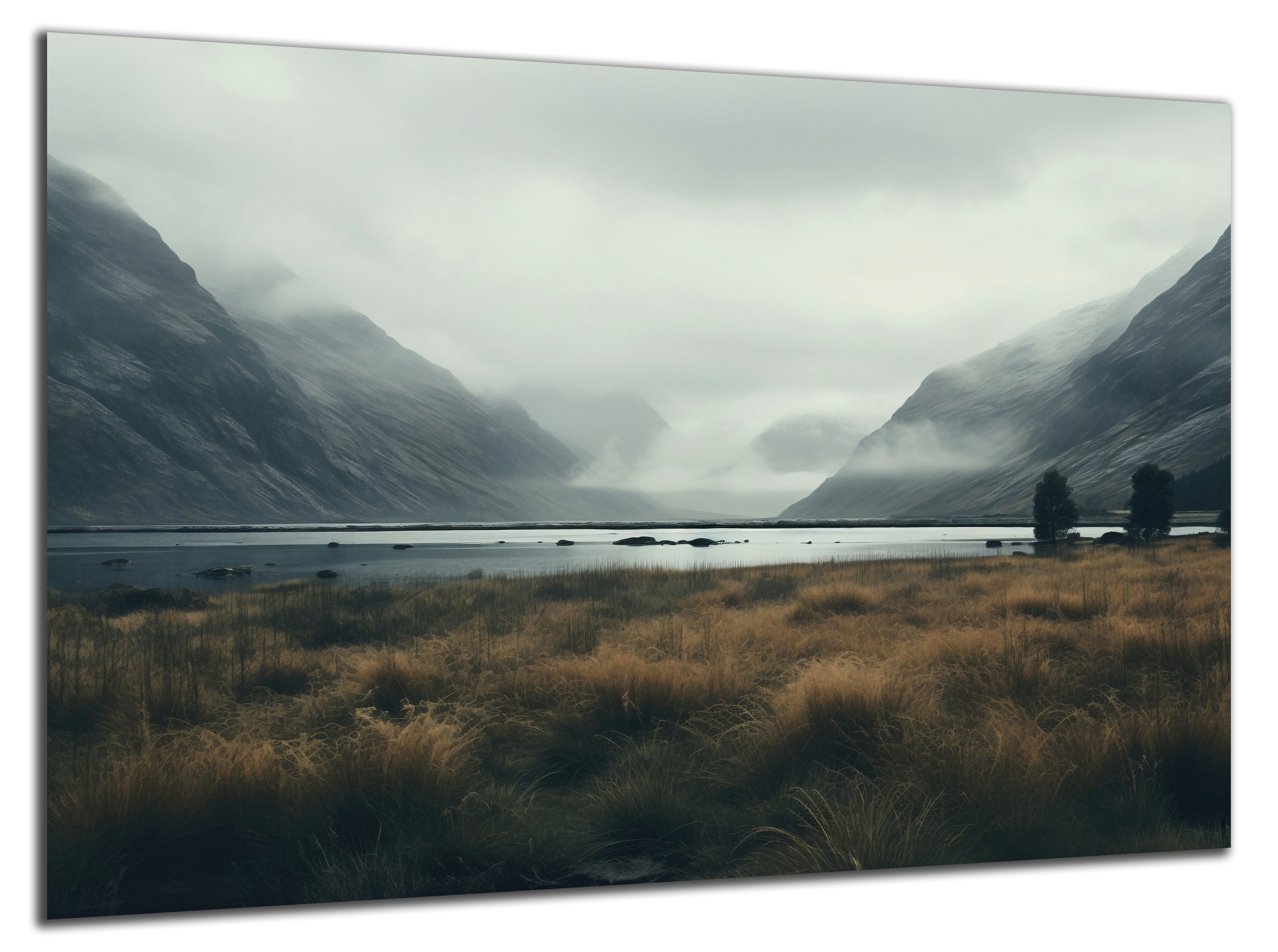 DARO Design Leinwandbild Modern Abstrakt Wandbilder XXL Wandbild Wand Deko Leinwand Bilder, (See mit Bergen - Bild groß Wohnzimmer Schlafzimmer Küche Esszimmer Einteilig Querformat Fotodruck Leinwände Wanddeko Abstrakte Kunst Boho), 30x20cm