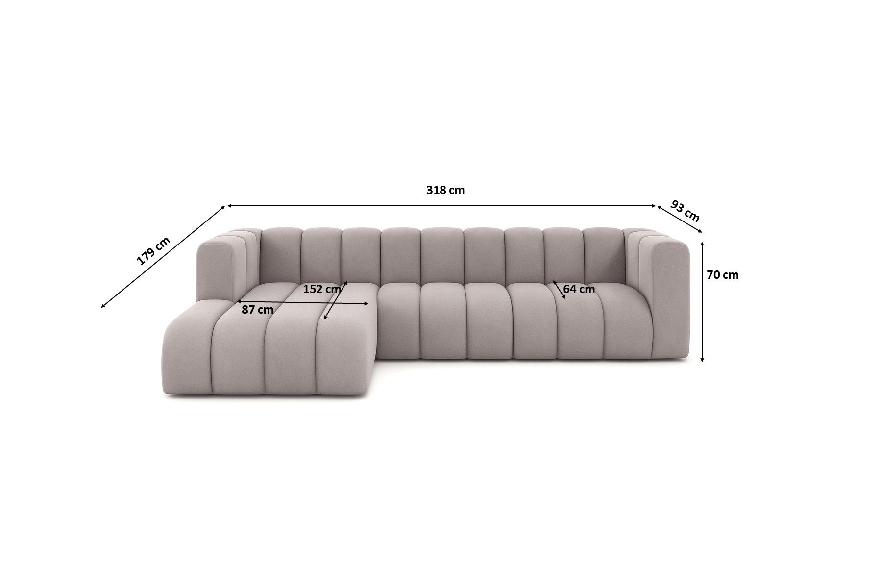 Kaiser Möbel Ecksofa Moderne aus Veloursstoff Salvador Grand L 318 cm, Ecksofa, modulare Bauweise, tiefe Sitzflächen, Samt Salvador, Soft-Cube-Design – Bild 5 von 5
