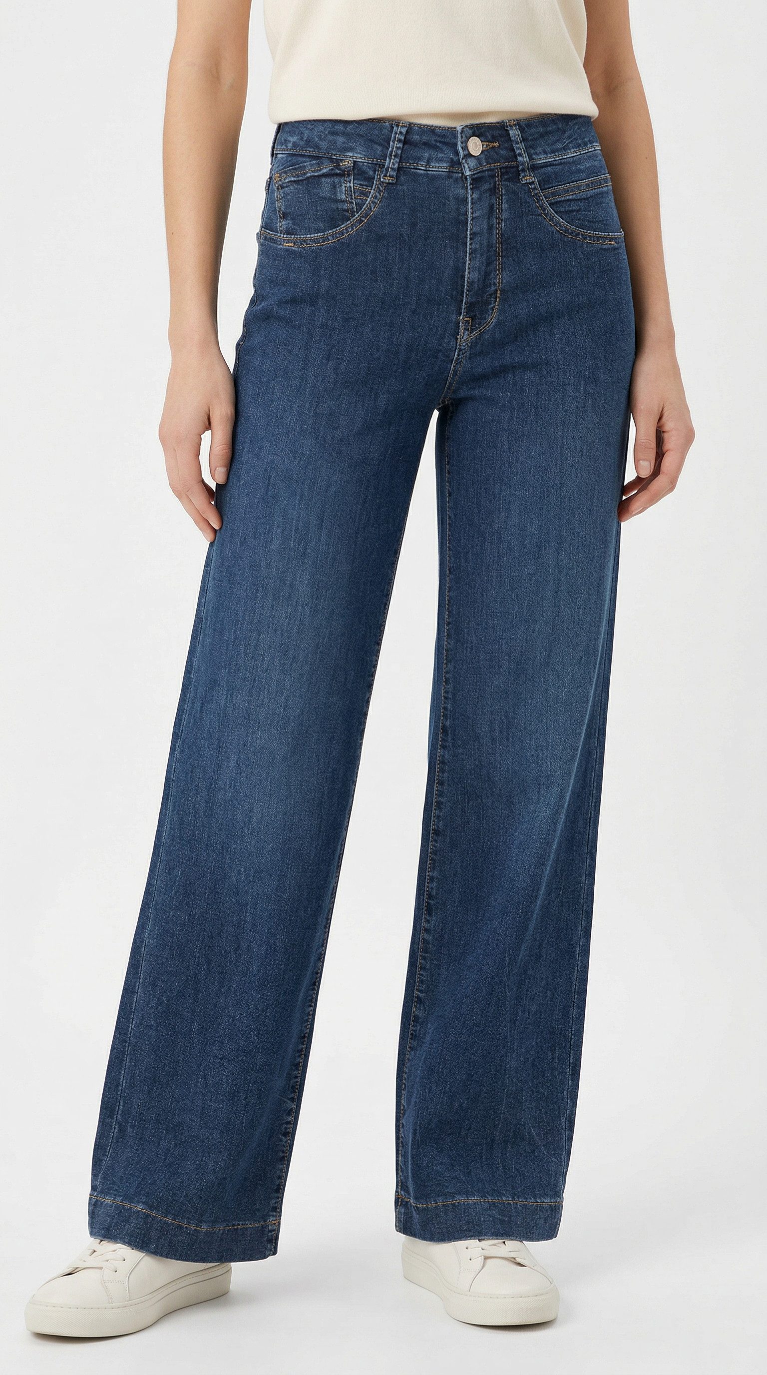 MAC Stretch-Jeans RICH PALAZZO Naht-Details an den Gesäßtaschen