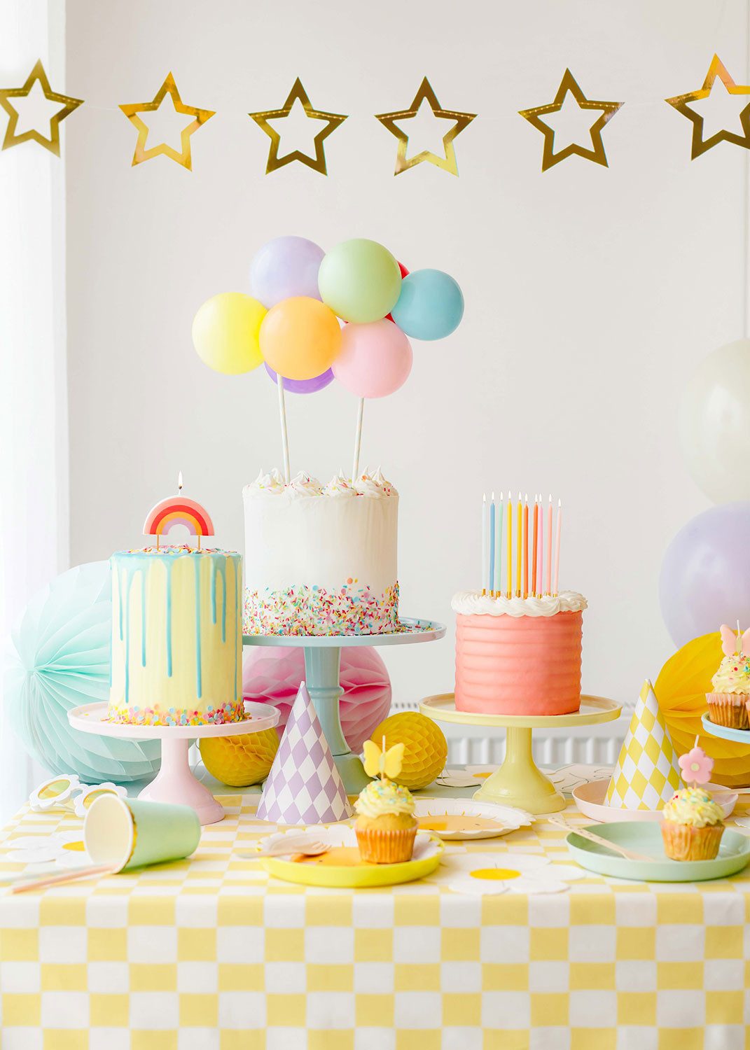 partydeco Geburtstagskerze, Geburtstagskerze Regenbogen 4,5cm Pastell 1 Stück
