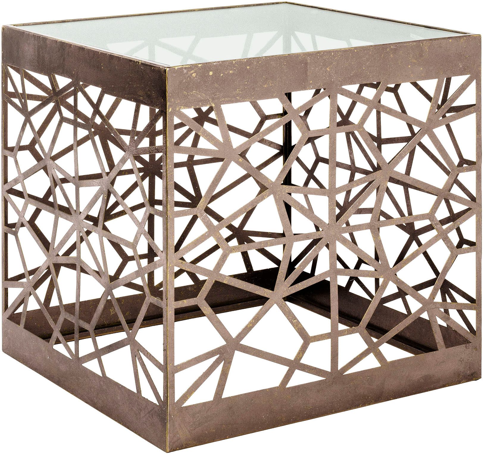 HAKU Beistelltisch Sofatisch, Wohnzimmertisch (1-St), quadratisch - aus Metall Kupfer B/T/H 50/50/50 cm