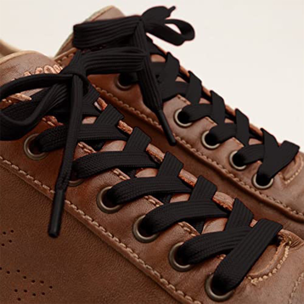 Lubgitsr Schnürsenkel 2 Paar Flache Sportschuhe Schnürsenkel für Schwarz Ersatz-Schuhbänder
