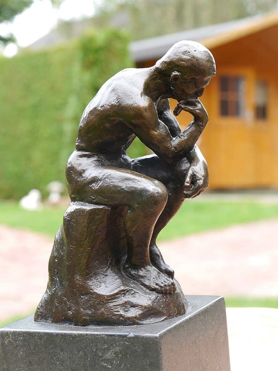AFG Dekoobjekt Denker-Skulptur: nach Marmorsockel Rodin Bronze auf