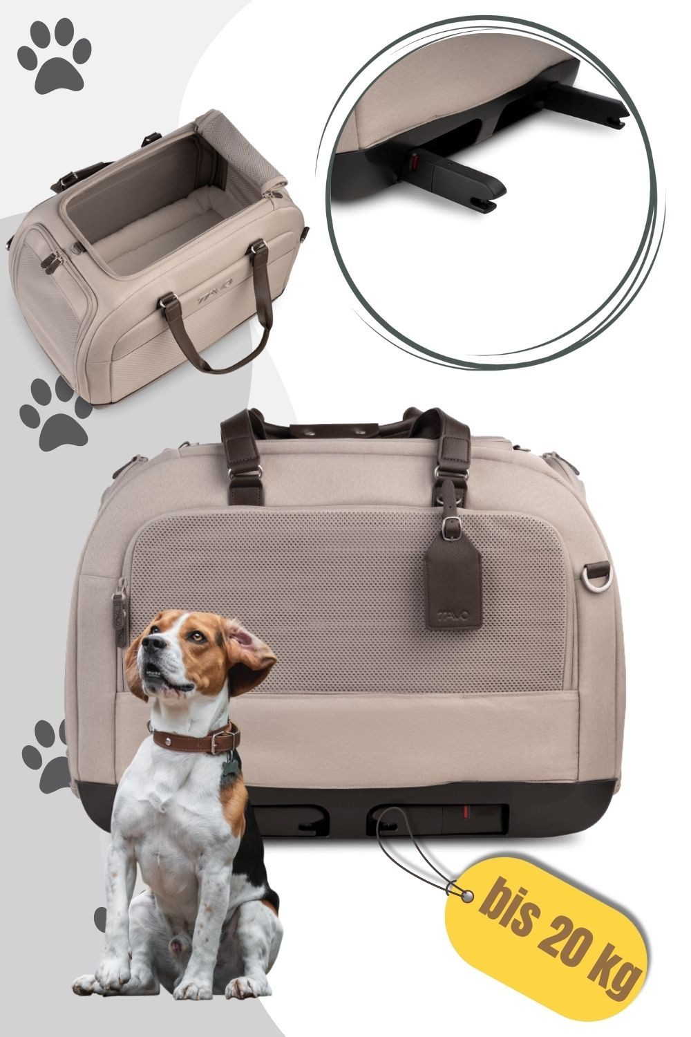 Tavo Hunde-Transportbox Tavo Hendrick Tier Transporttasche für Tiere bis 20 kg