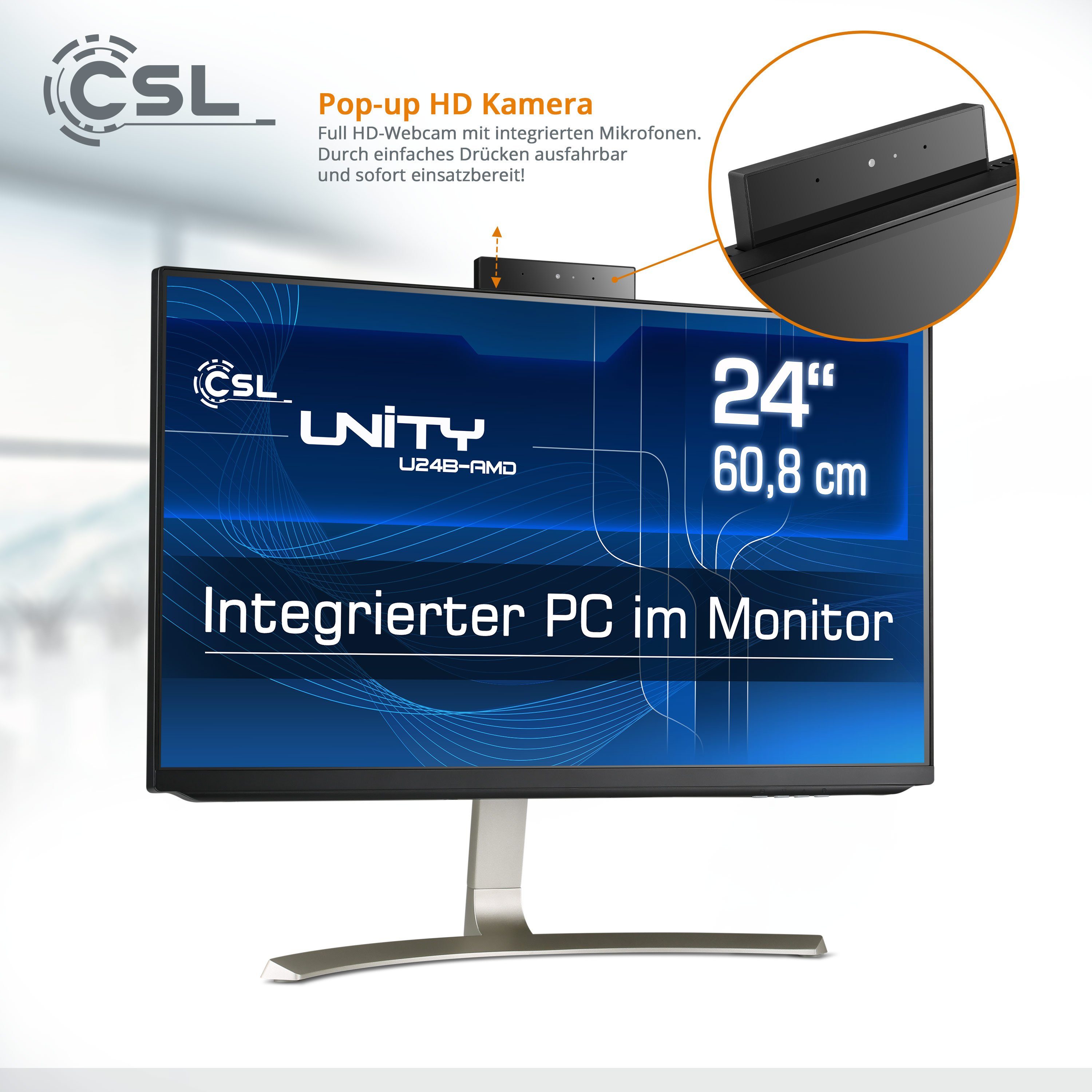 CSL Unity U24-AMD PC (24 Ryzen SSD) RAM, Zoll, GB GB 4000 64 AMD 5700G, 7 Radeon AMD Grafik
