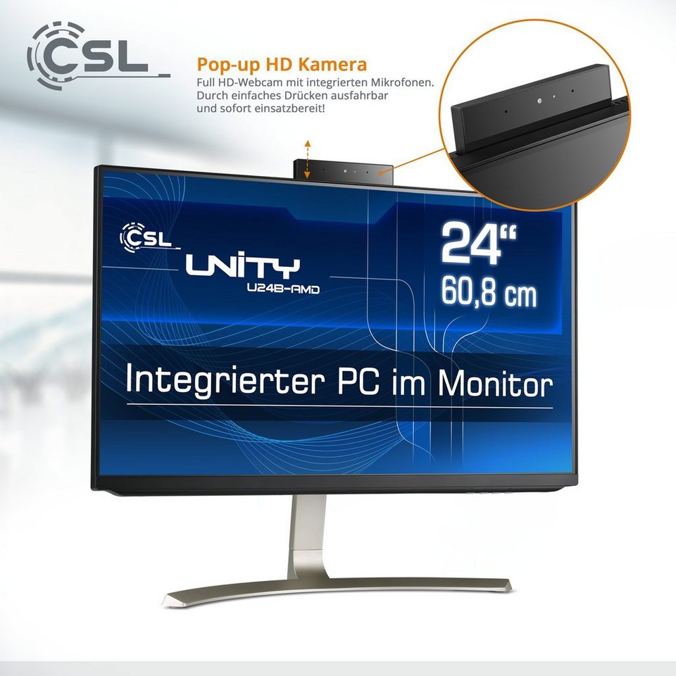 CSL Unity U24-AMD PC (24 Zoll, AMD Ryzen 7 5700G, AMD Radeon Grafik, 64 GB  RAM, 4000 GB SSD)