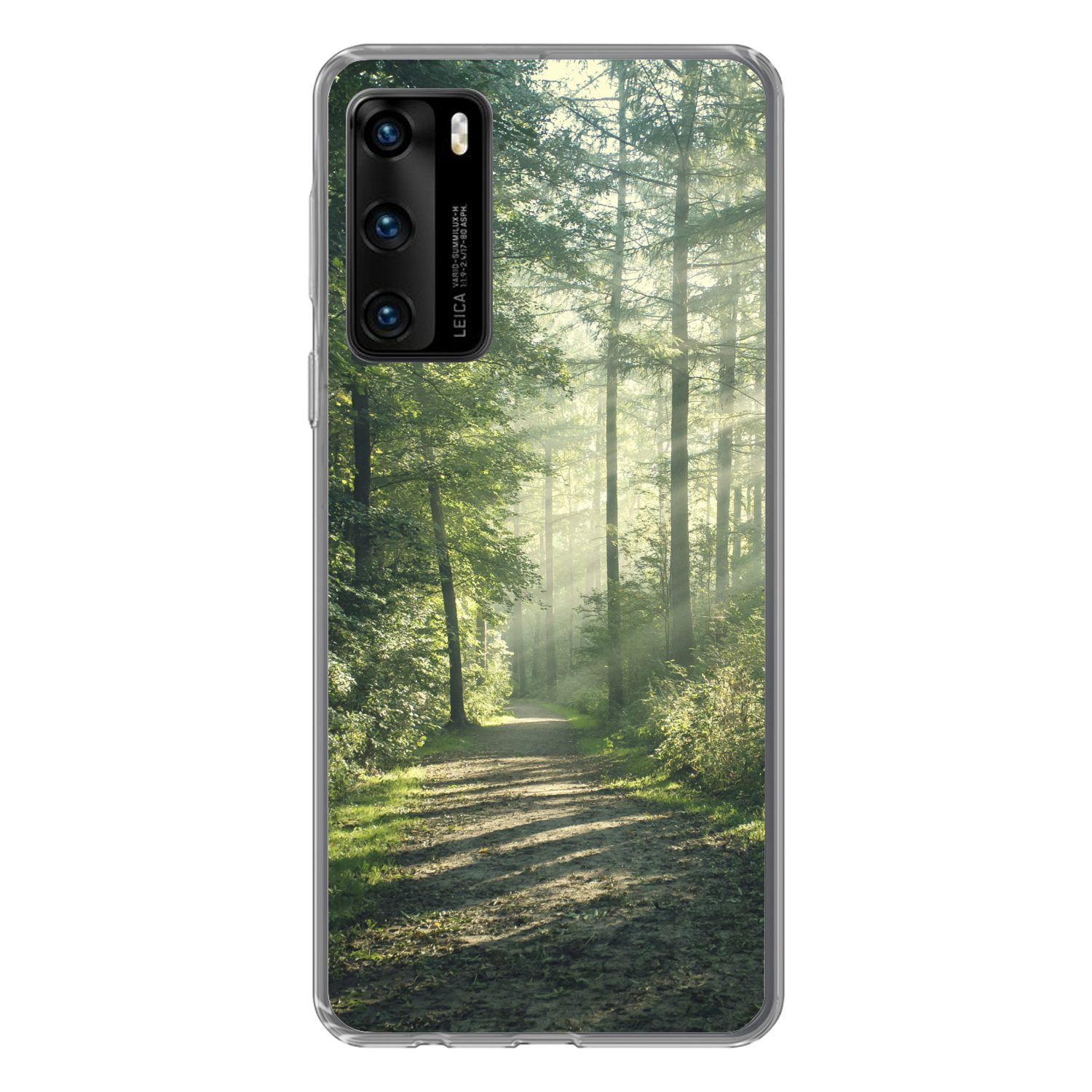 MuchoWow Handyhülle für Huawei P40 Wald - Weg - Sonne - Bäume - Grün - Natur, Handy Case, Silikon, Bumper Case Dünn