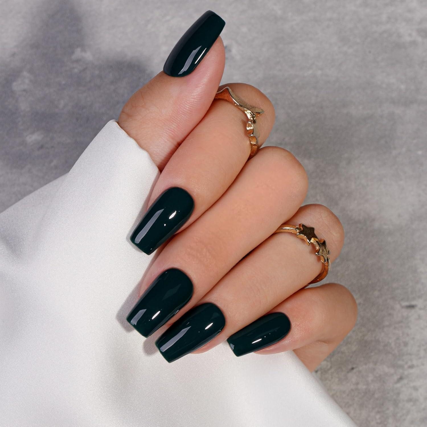 LuxusKollektion Kunstfingernägel Künstliche Nägel Press On Gel Eckig Lang Set 24 Schwarz