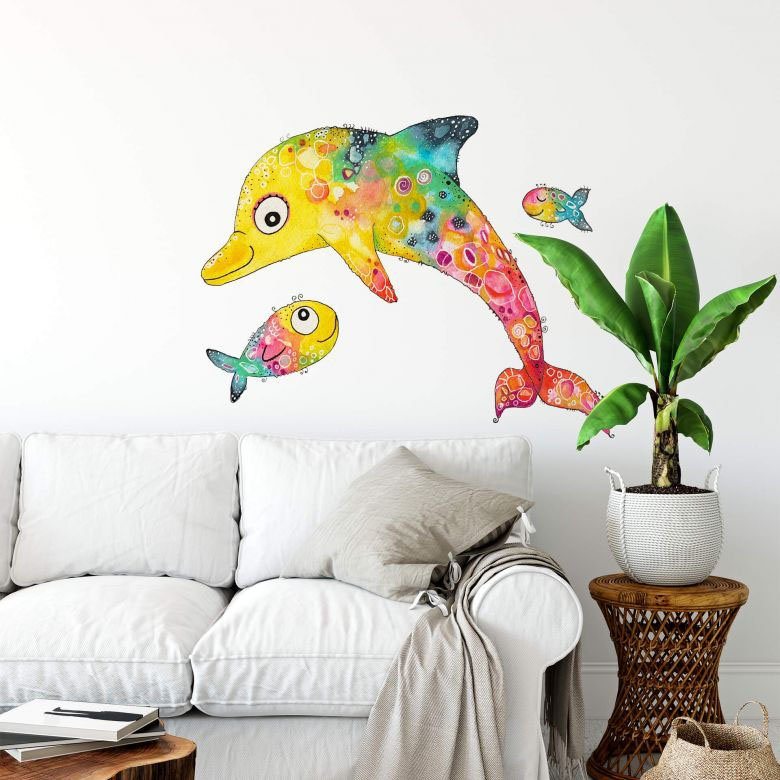 Wall-Art Wandtattoo Lebensfreude - Delfin Fische (1 St)