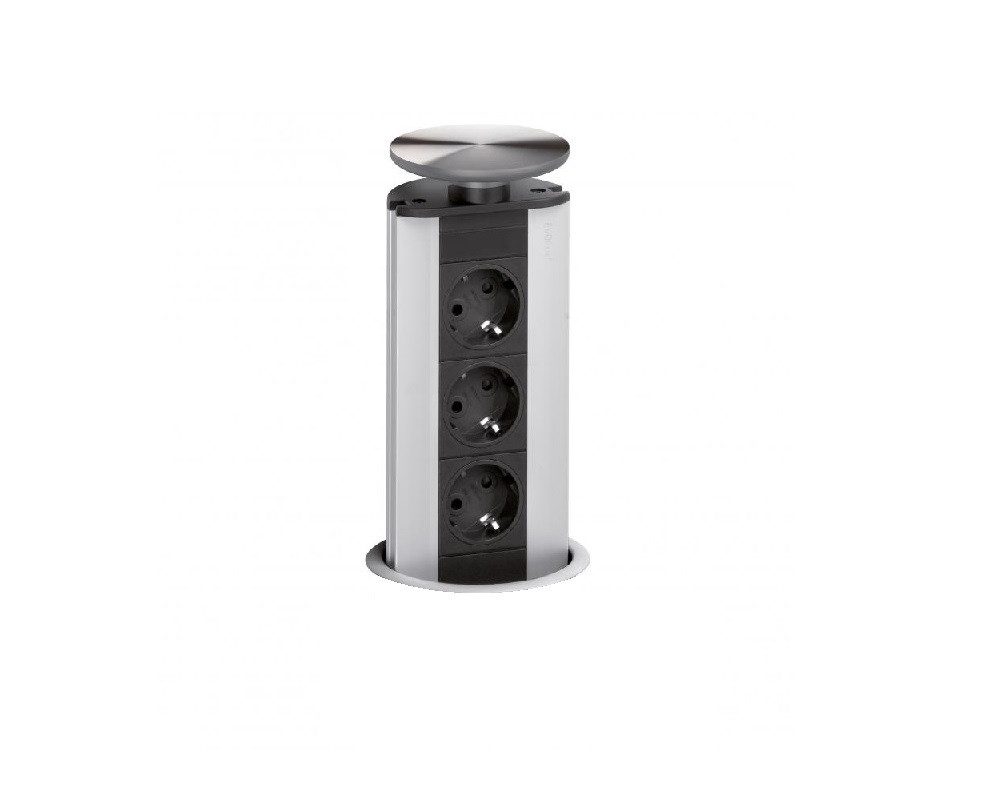 Schulte Elektrotechnik Schulte EVOline Port 00.214 versenkbare Steckdose 3fach Edelstahl Steckdosenleiste 3-fach (Kabellänge 2,5 m)