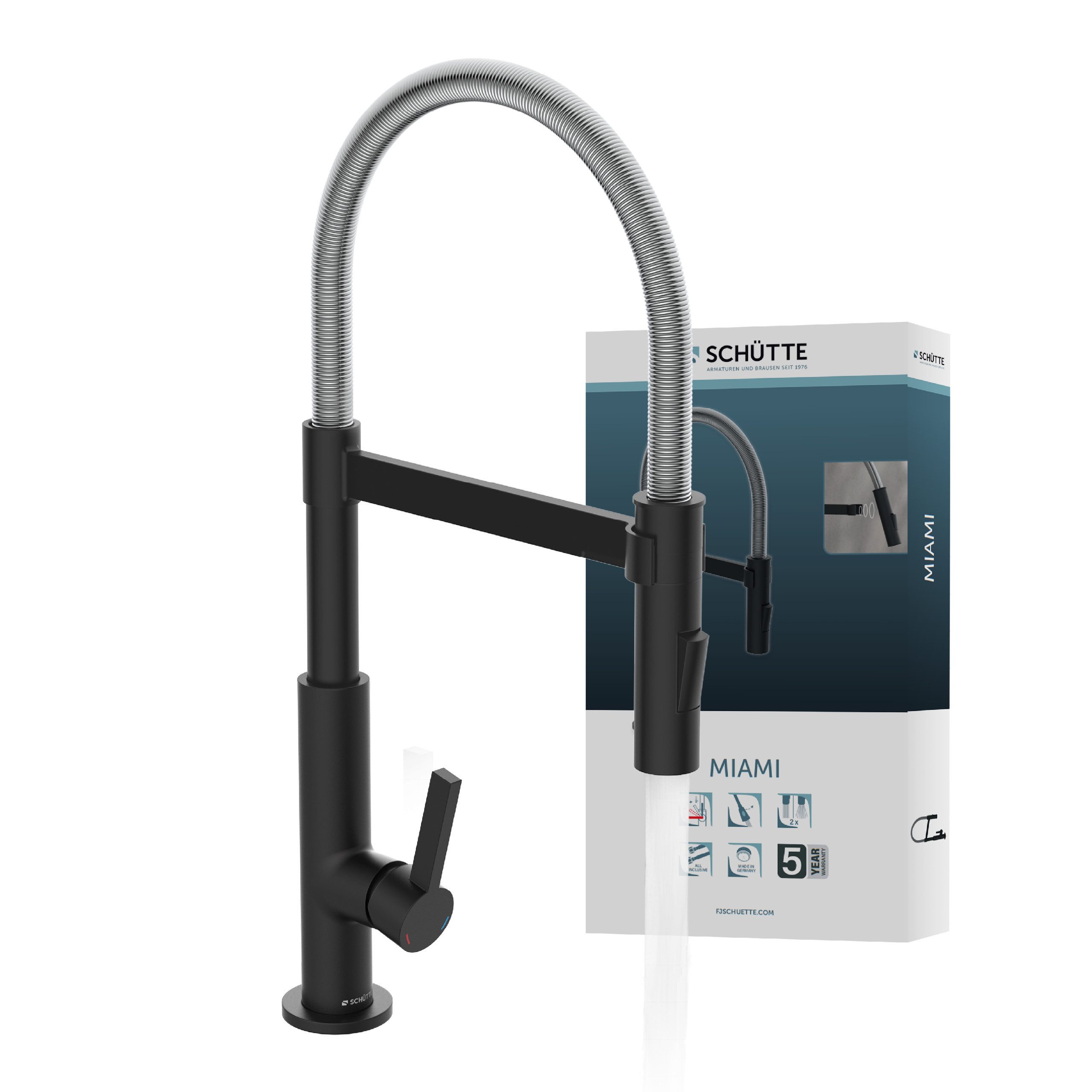 Schütte Spültischarmatur MIAMI energiesparende Cold-Start-Funkt., 360° schwenkbar, 2-fach verstellbar