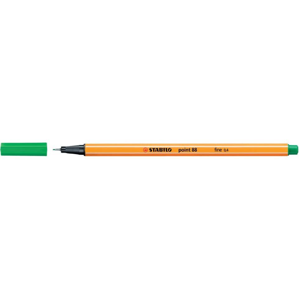 STABILO Fineliner Fineliner point 88® 0,4mm grün 88/36 Faserschreiber Feinliner, metallgefasste Spitze