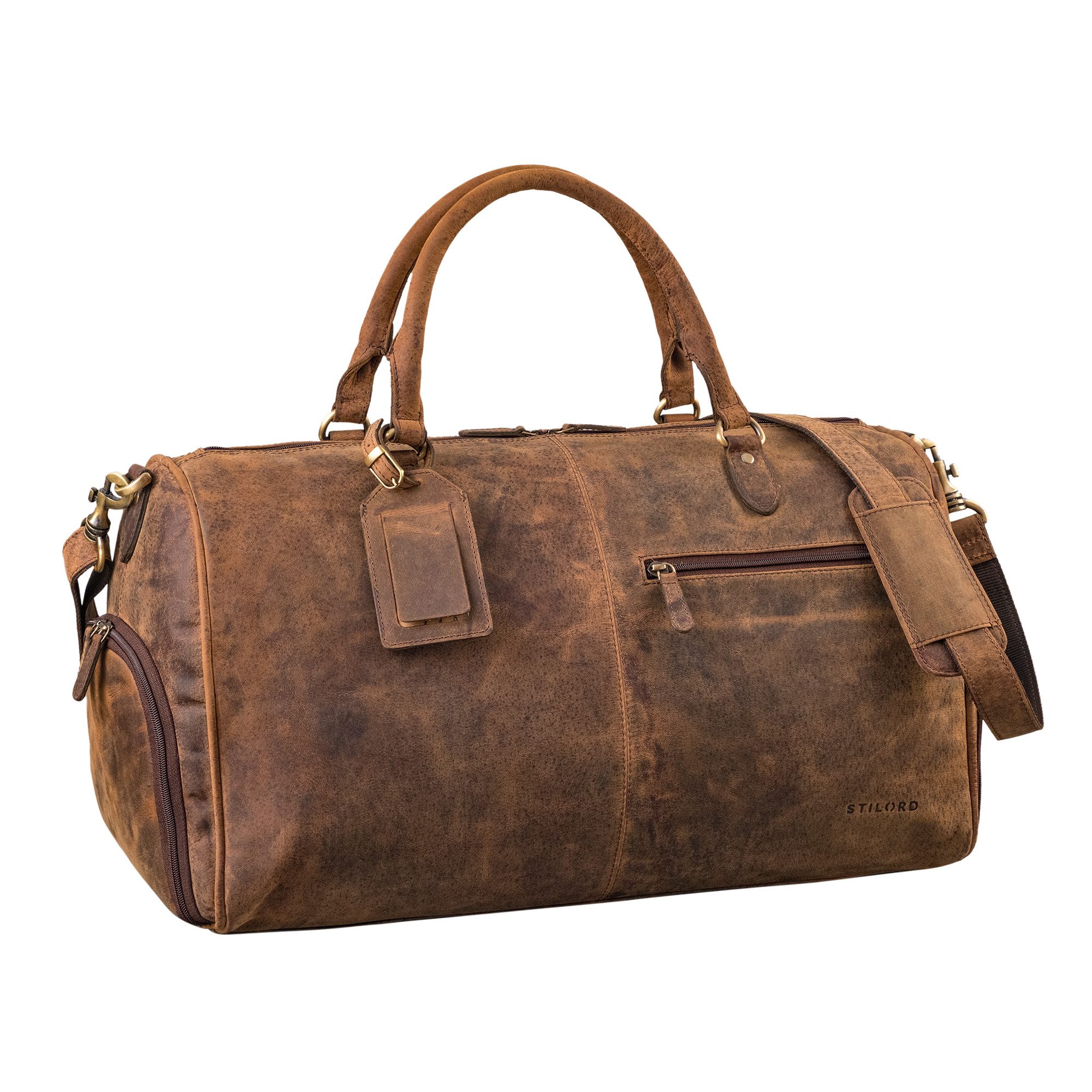 STILORD Weekender "Jermaine" Vintage Leder Reisetasche Weekender mit Schuhfach Groß