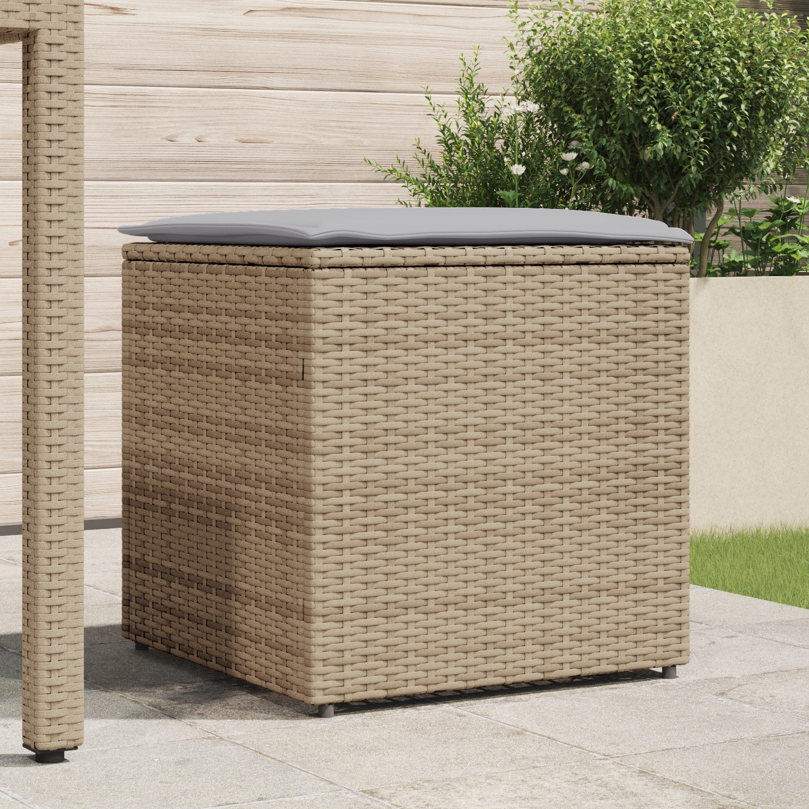 vidaXL Gartenbox Außenlagerbox Beige Synthetisches Rattan günstig online kaufen