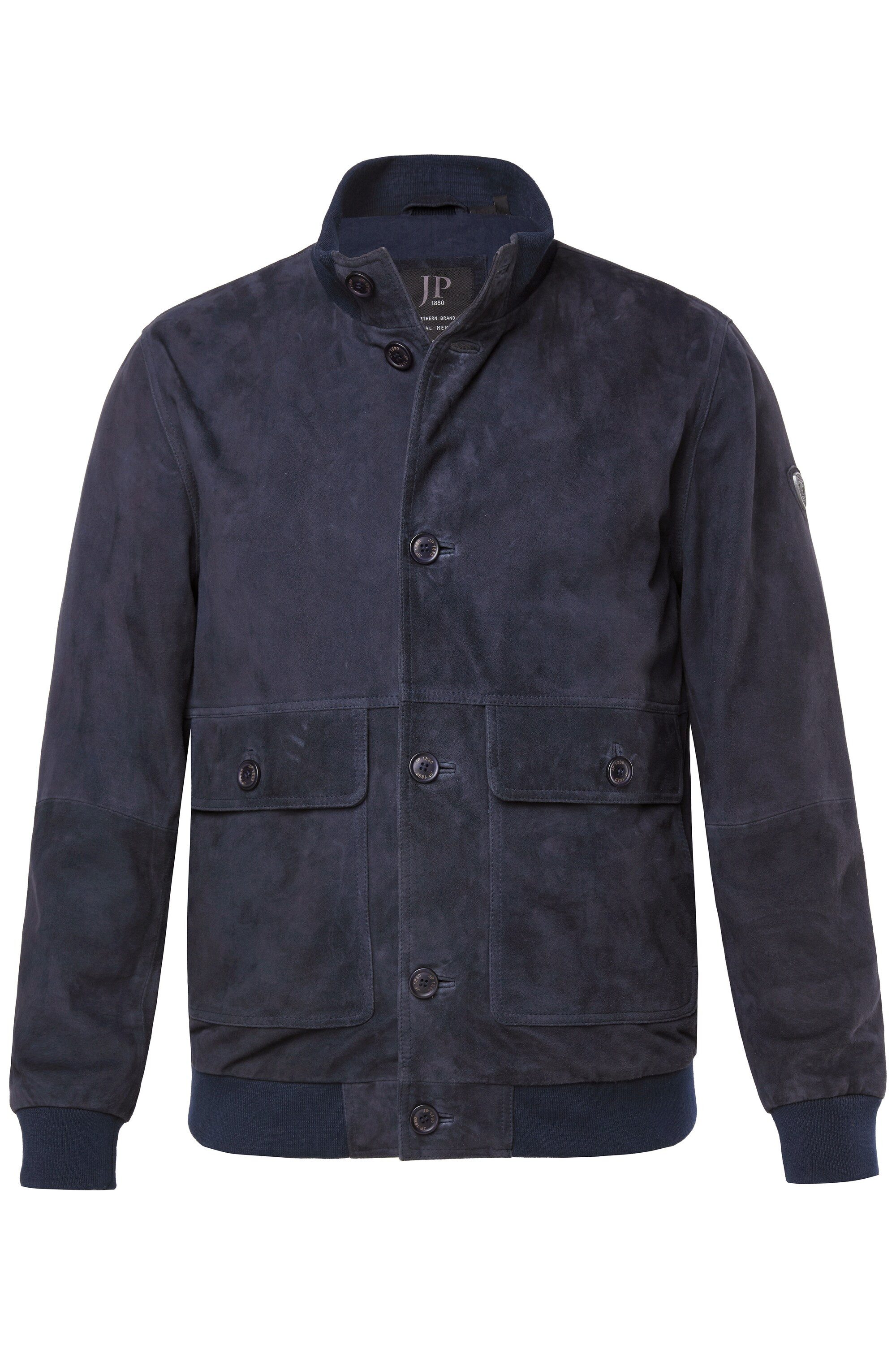 JP1880 Lederjacke Lederjacke Veloursleder Stehkragen Knopfleiste