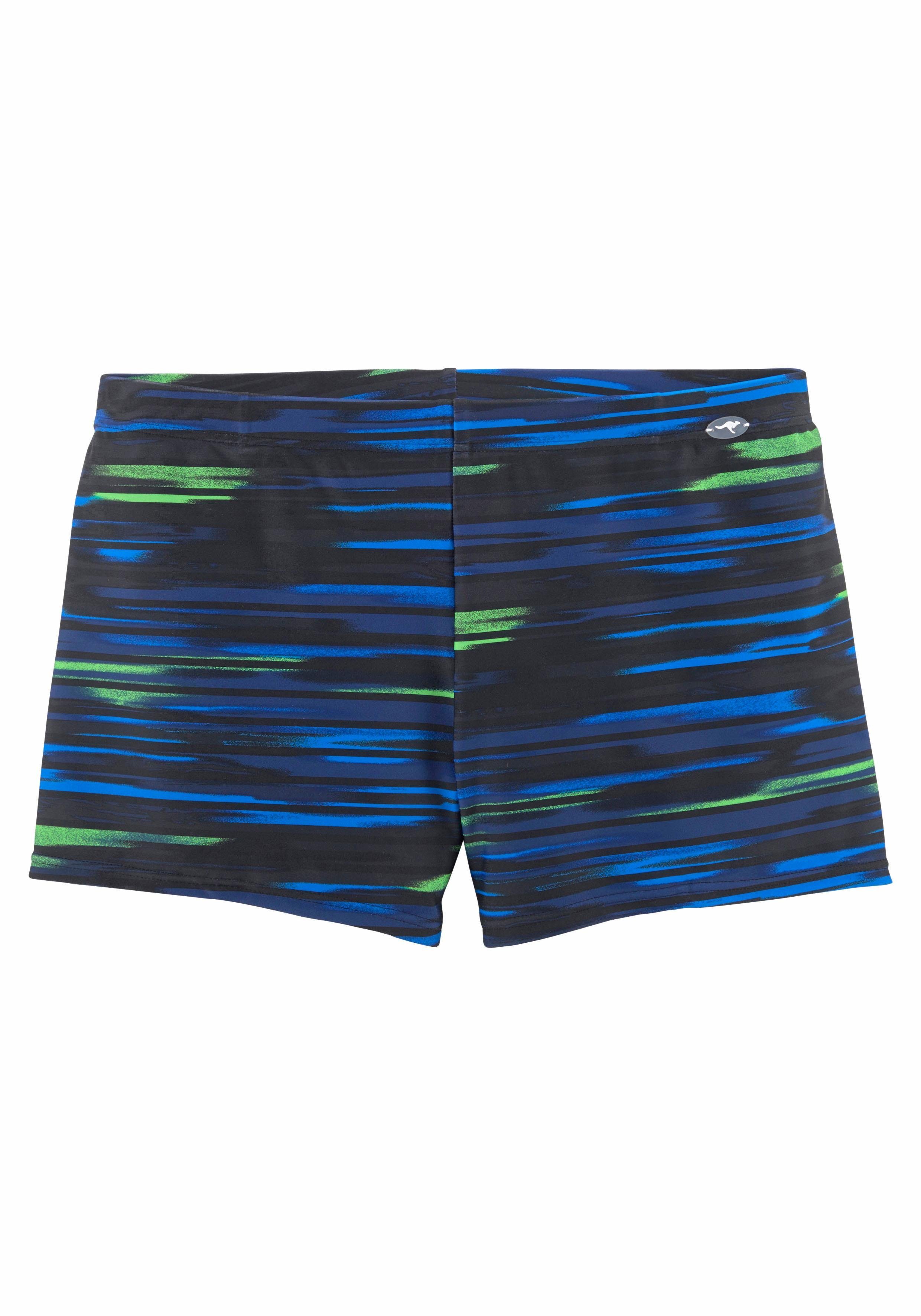 KangaROOS Streifendesign Boxer-Badehose mit marine-lime