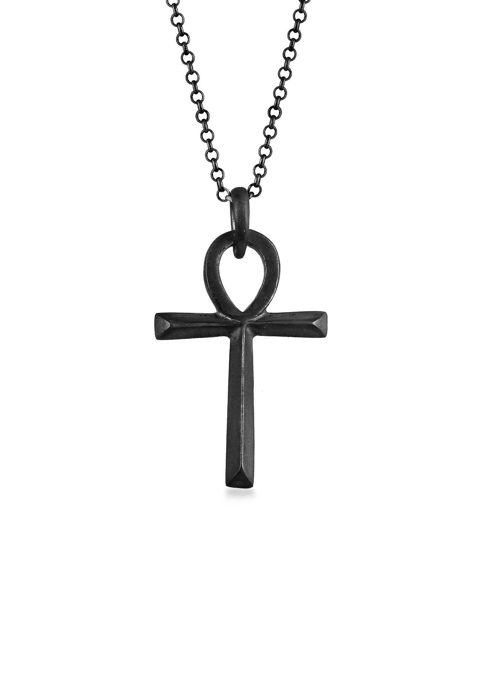 Lange Kette Herren Ankh Kreuz Anhänger 925 Silber
