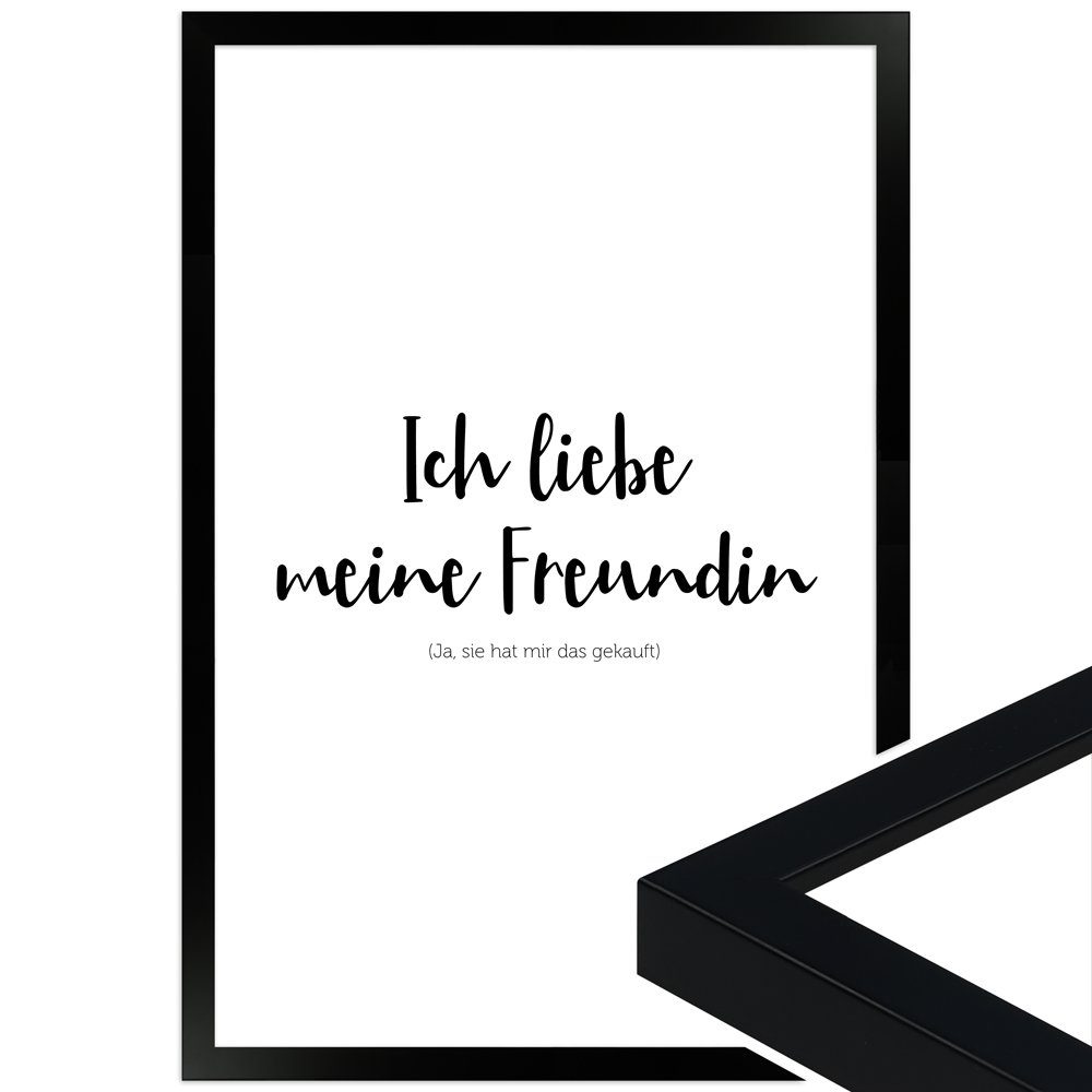 WANDStyle Bild mit Rahmen Freundin, Poster mit Spruch