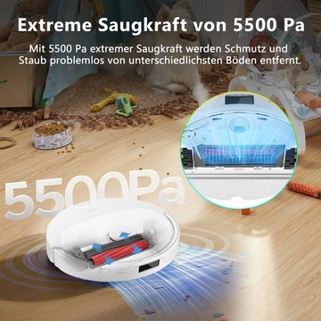 Roborock Saugroboter Q8 Max, 59,00 W, 5500 Pa, mit DuoRoller-Bürste, No-Go-Zonen, Reinigung entlang der Bodenlinie, 3D-Zeichnung, App & Alexa Connect(Q7 max Aktualisierung)