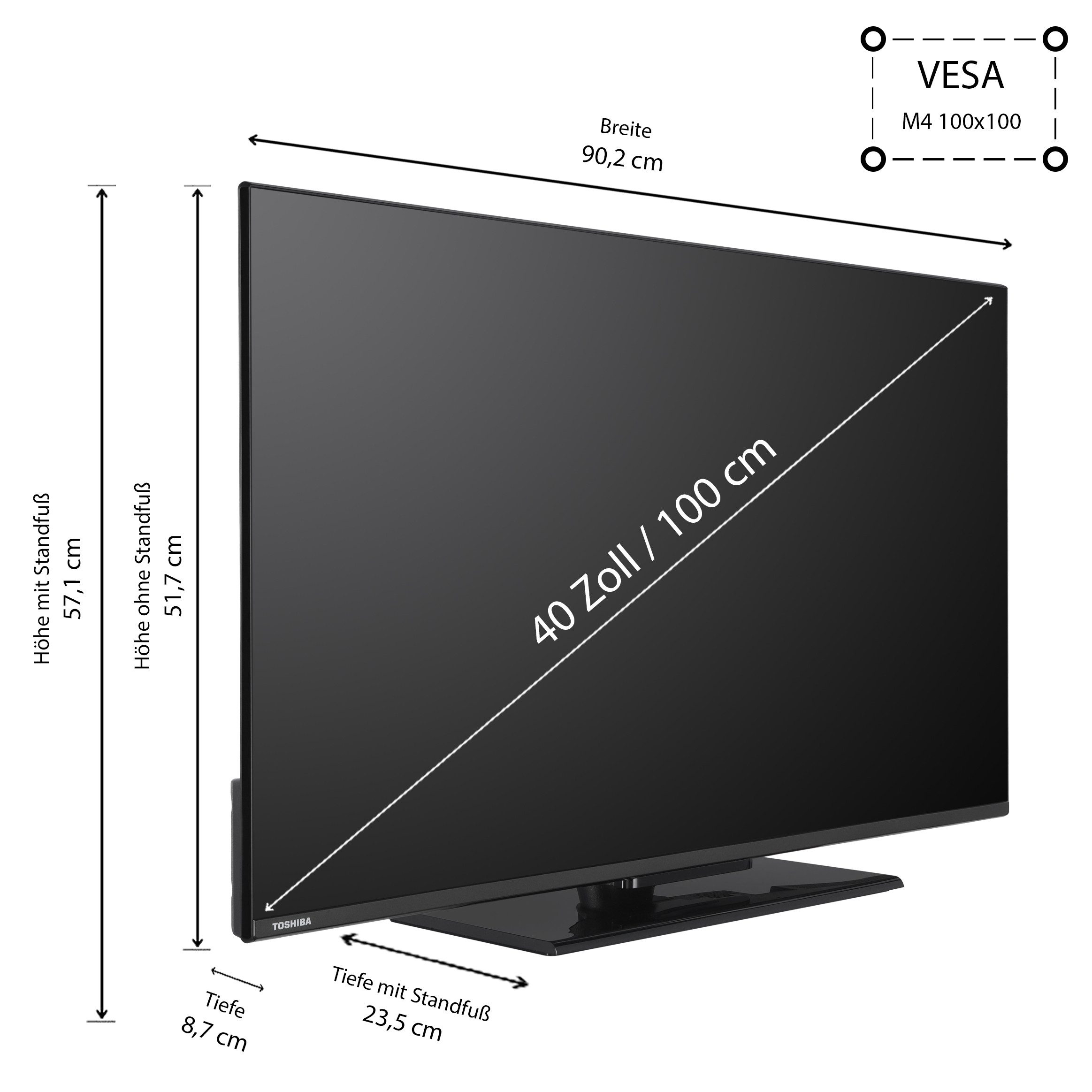 Toshiba 40QV3F63DAZ QLED-Fernseher (100 cm/40 Zoll, Full HD, VIDAA Smart TV, VIDAA Smart TV, HDR, Triple-Tuner)