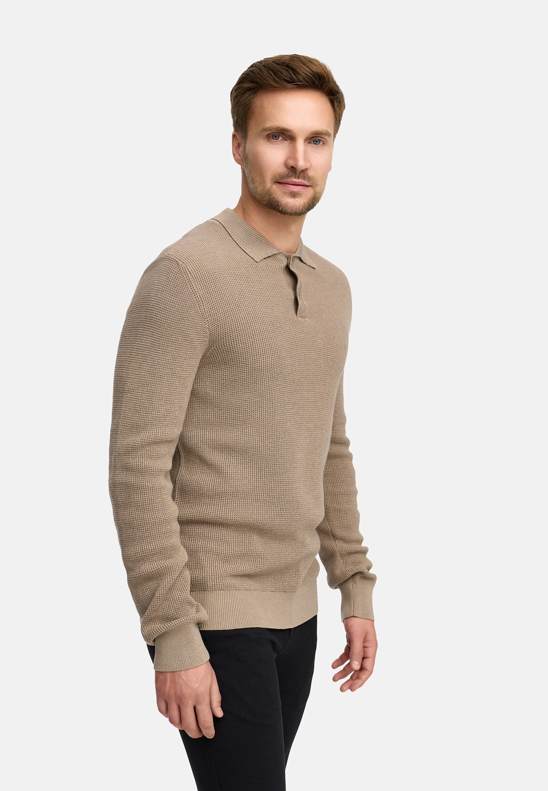 Jeff Strickpullover Herren JFTristan polo Pullover Herrenpullover mit Polokragen und Knopfleiste