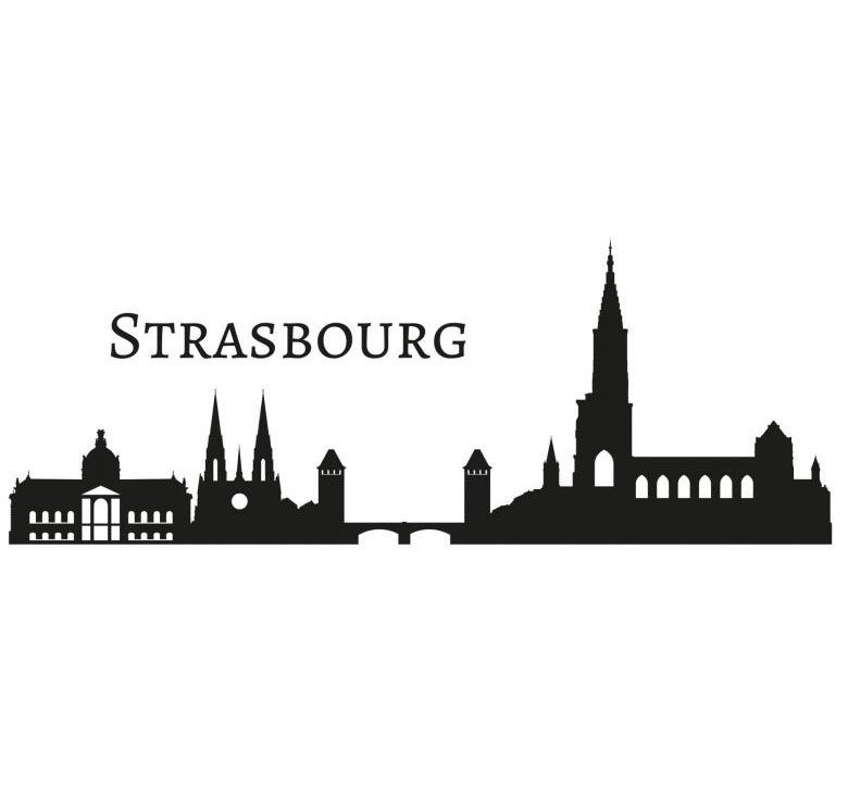 Stadt Strasbourg St) Wall-Art Skyline (1 Wandtattoo 120cm