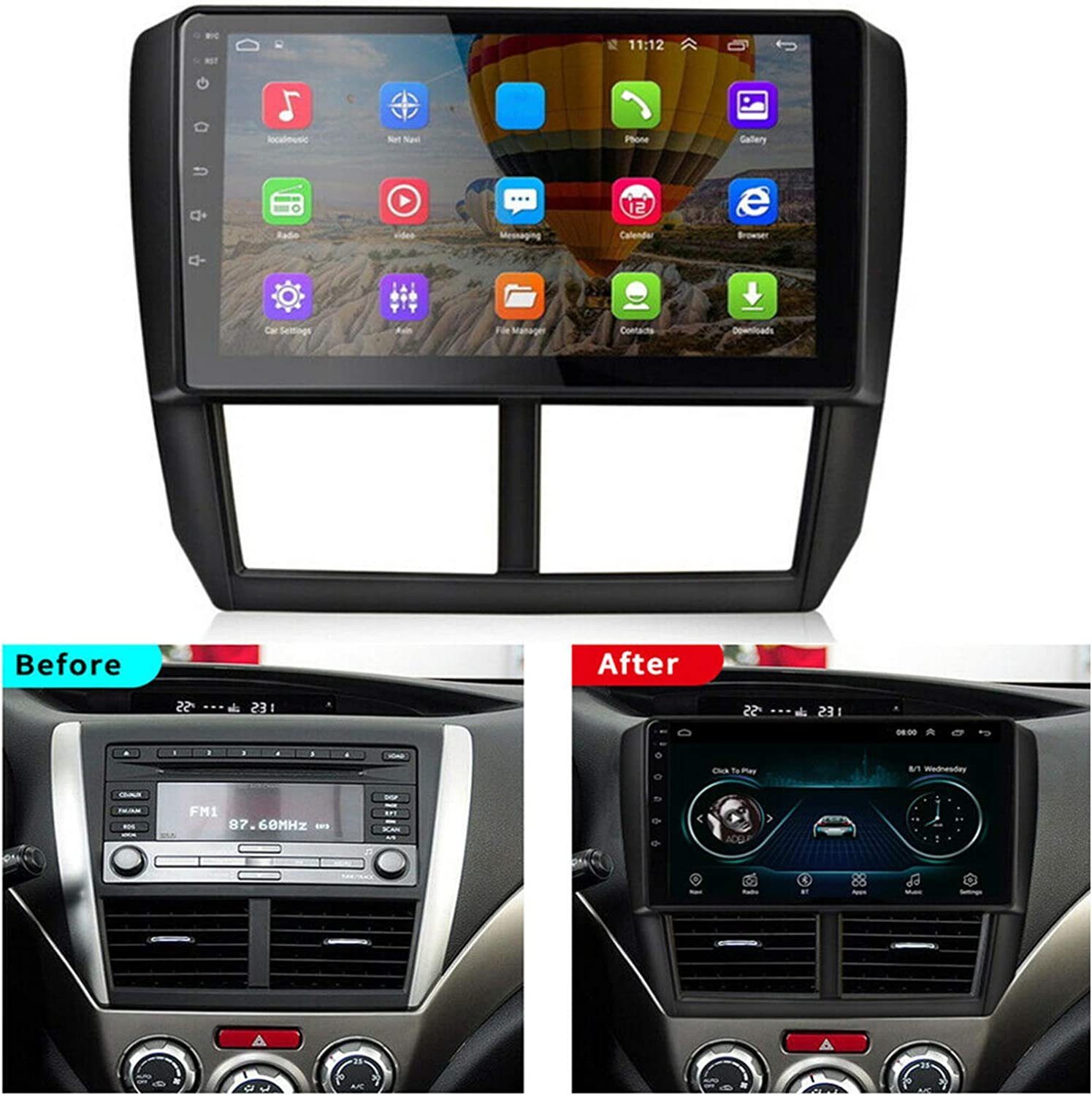 GABITECH Für Subaru Forester Autoradio impreza Android Einbau-Navigationsgerät Zoll 2007-2013. 9 GPS 11