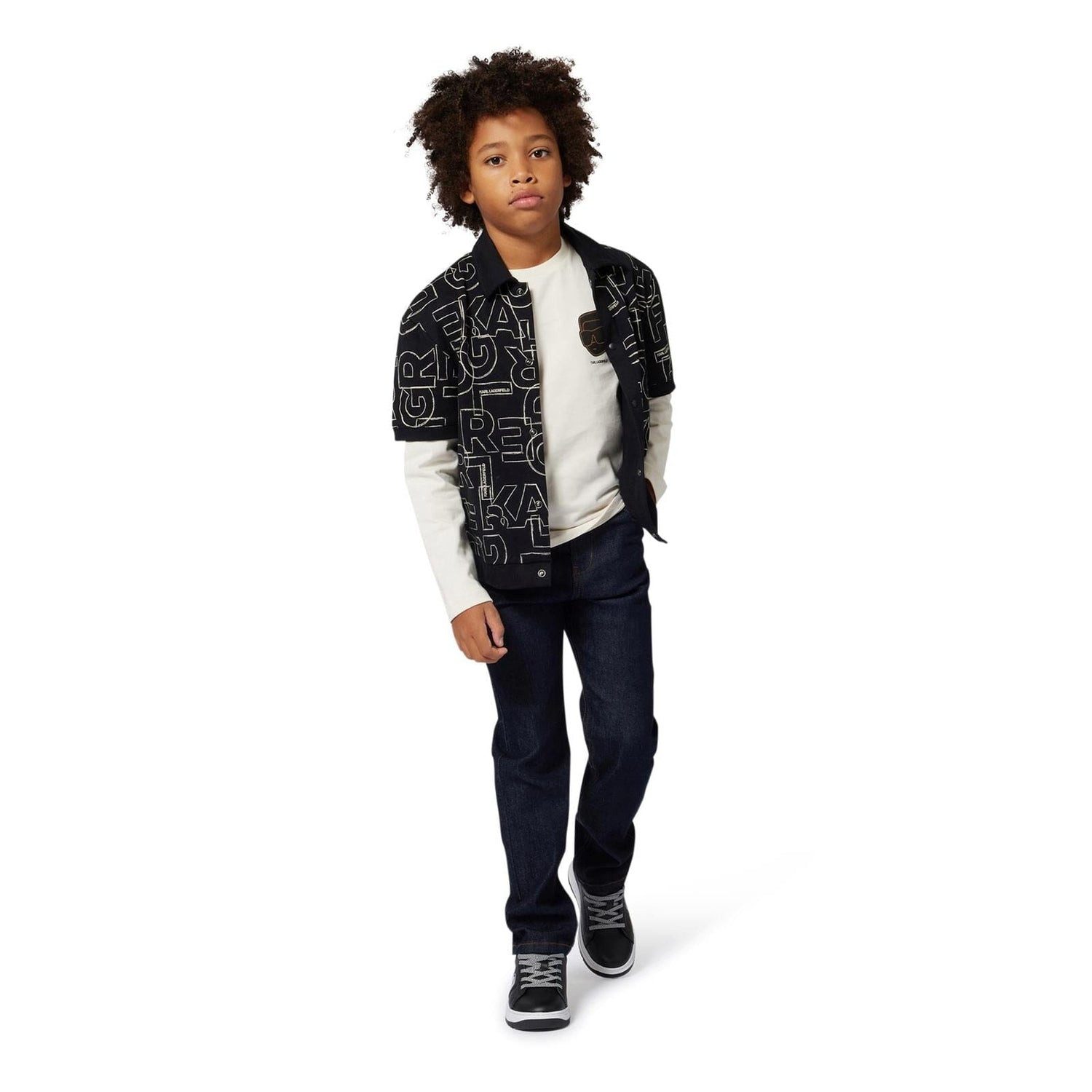 KARL LAGERFELD Kurzarmhemd KARL LAGERFELD KIDS Jersey Kurzarmhemd schwarz