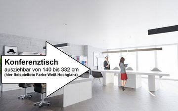 designimpex Esstisch Design HE-777 Cappuccino / Weiß Hochglanz XXL ausziehbar 140 bis 332
