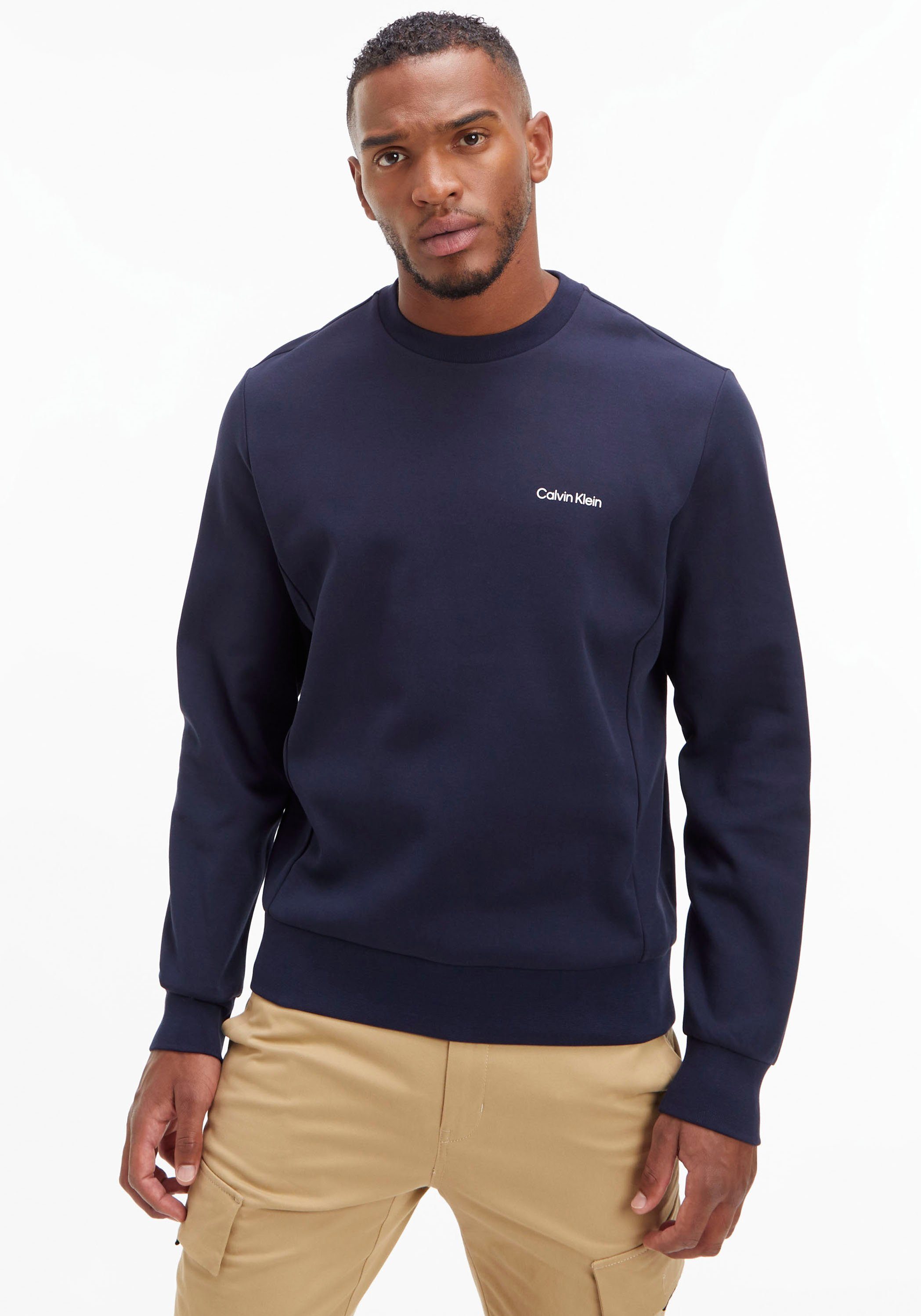 Calvin Klein Sweatshirt MICRO LOGO REPREVE SWEATSHIRT mit halsnahmen Rundhalsausschnitt marine | Sweatshirts