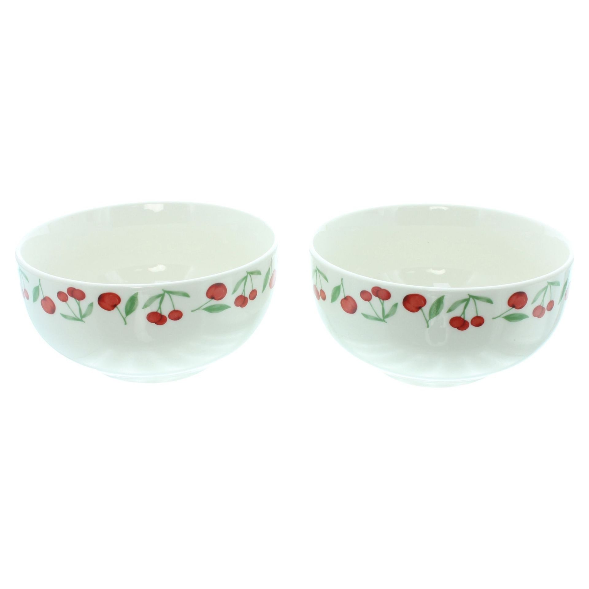 Home-trends24.de Müslischale Kirschmotiv Salat Knabber Dessert Müsli Schale Steingut 2er-Set, Steingut, (2-tlg), spülmaschinengeeignet