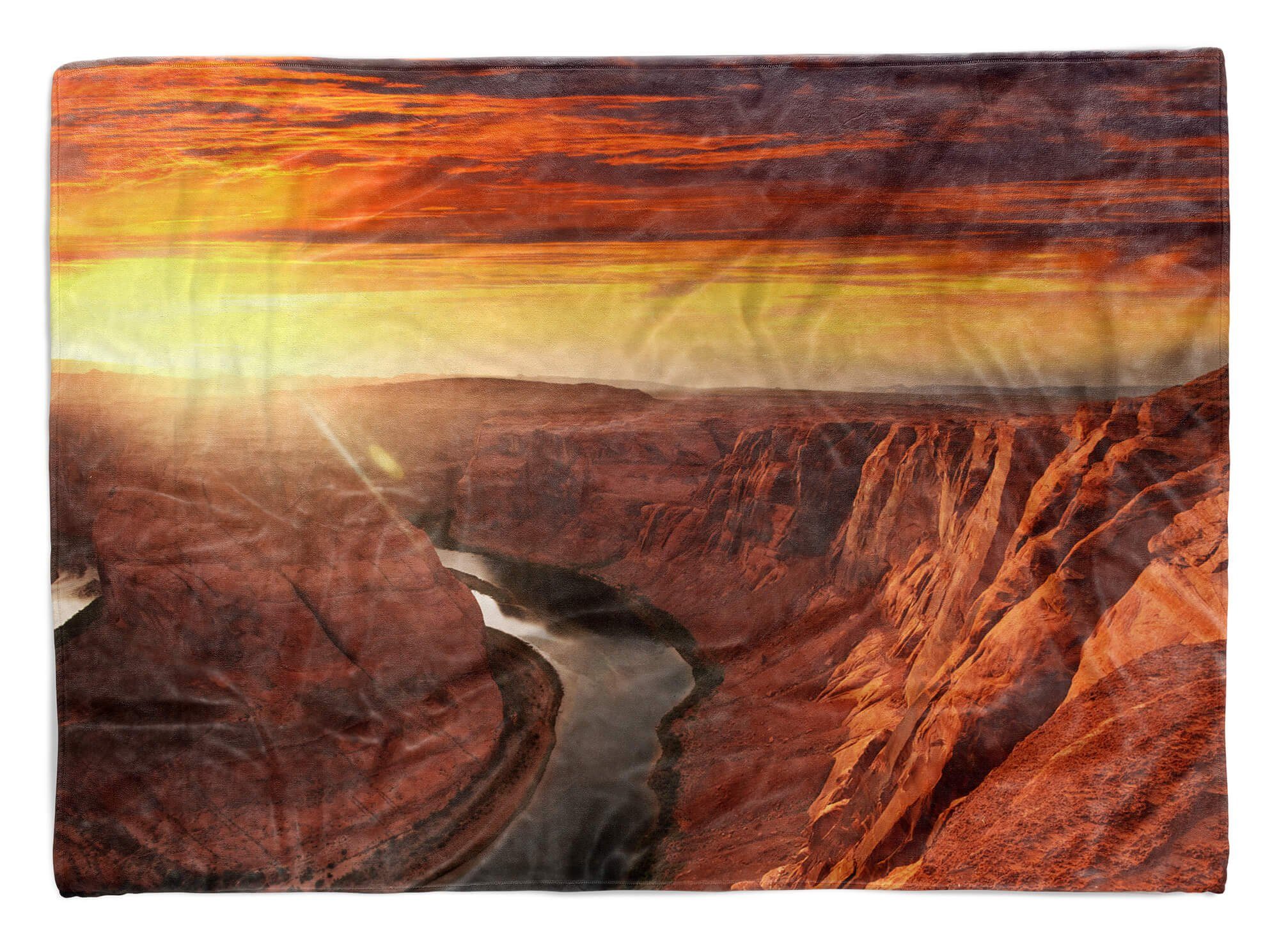 Sinus Art Handtücher Handtuch Strandhandtuch Saunatuch Kuscheldecke mit Fotomotiv Arizona Fluss Berge, Baumwolle-Polyester-Mix (1-St), Handtuch